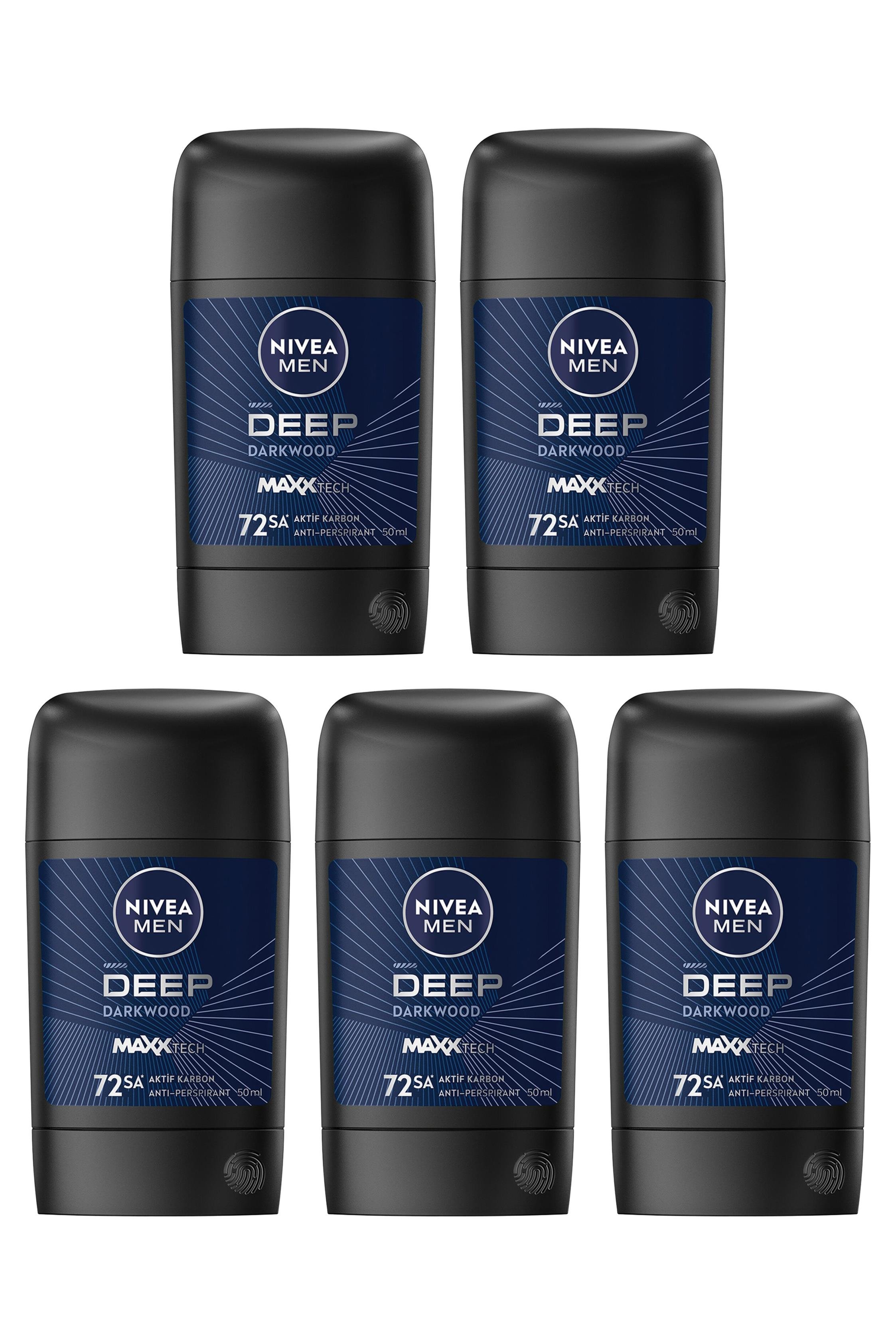 NiveaNivea Men Deep Darkwood Erkekler İçin Stick Deodorant 50 ml 5'liNivea Men Deep Dimension Stick 50 ml | Aktif Karbon Gücü