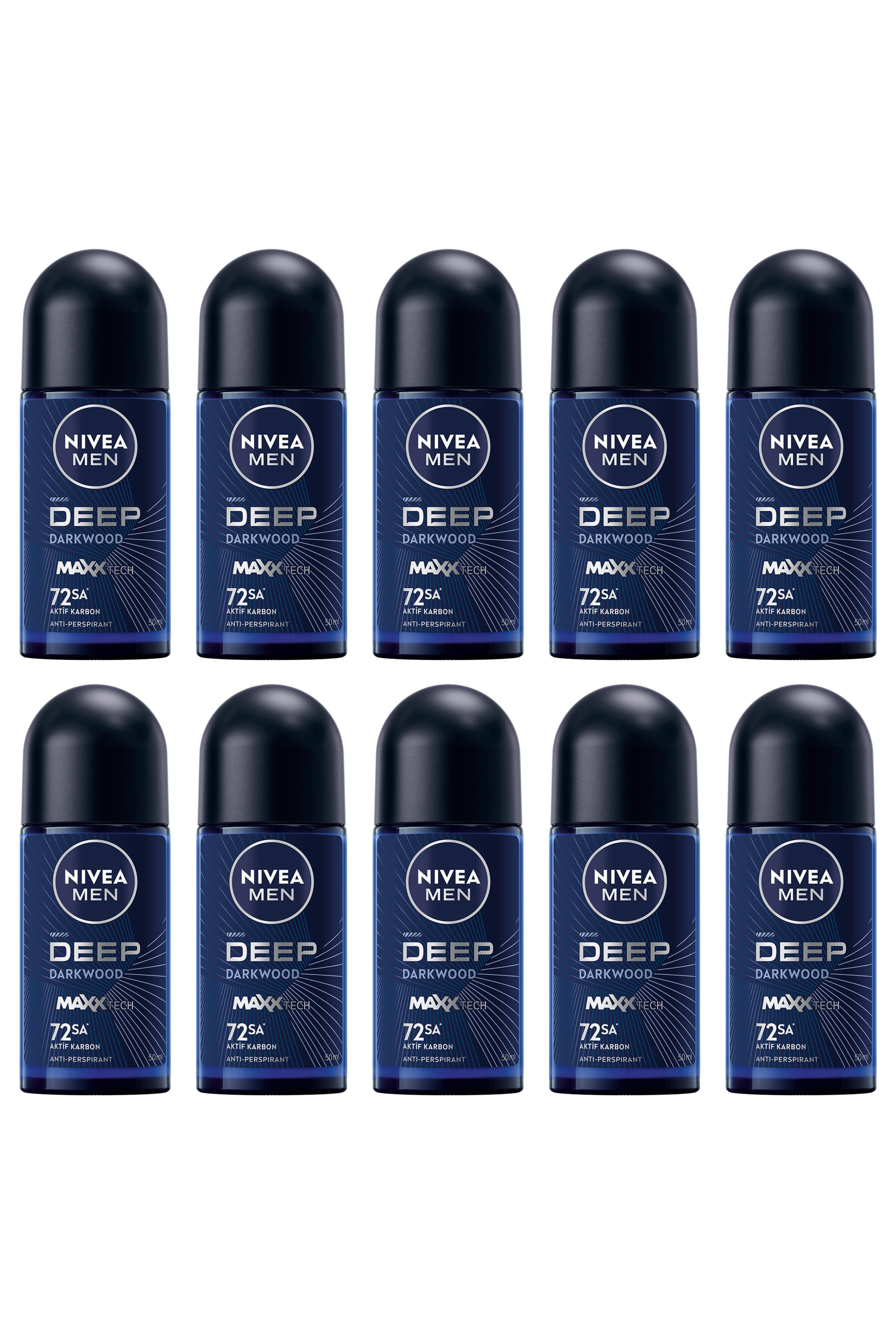 NiveaNivea Men Erkek Roll-On Deodorant Deep Dimension 50 ml 10'luNivea Men Deep Dimension Roll-on 50 ml | Karbonlu Ferahlık