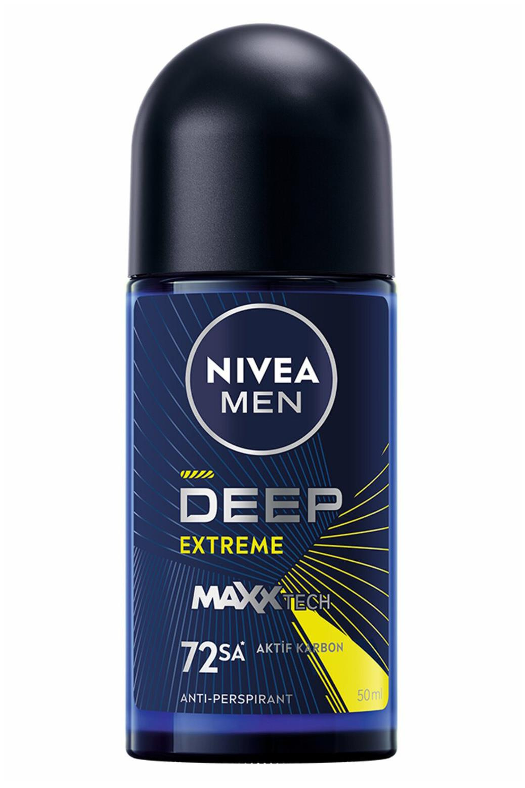 NiveaNivea Men Erkek Roll-on Deodorant Deep Extreme 50ml, 72 Saat Anti-perspirant Ter Koruma, Yeni EnerjiNivea Deep Extreme Roll-on 50 ml | 72 Saat Enerjik Koruma