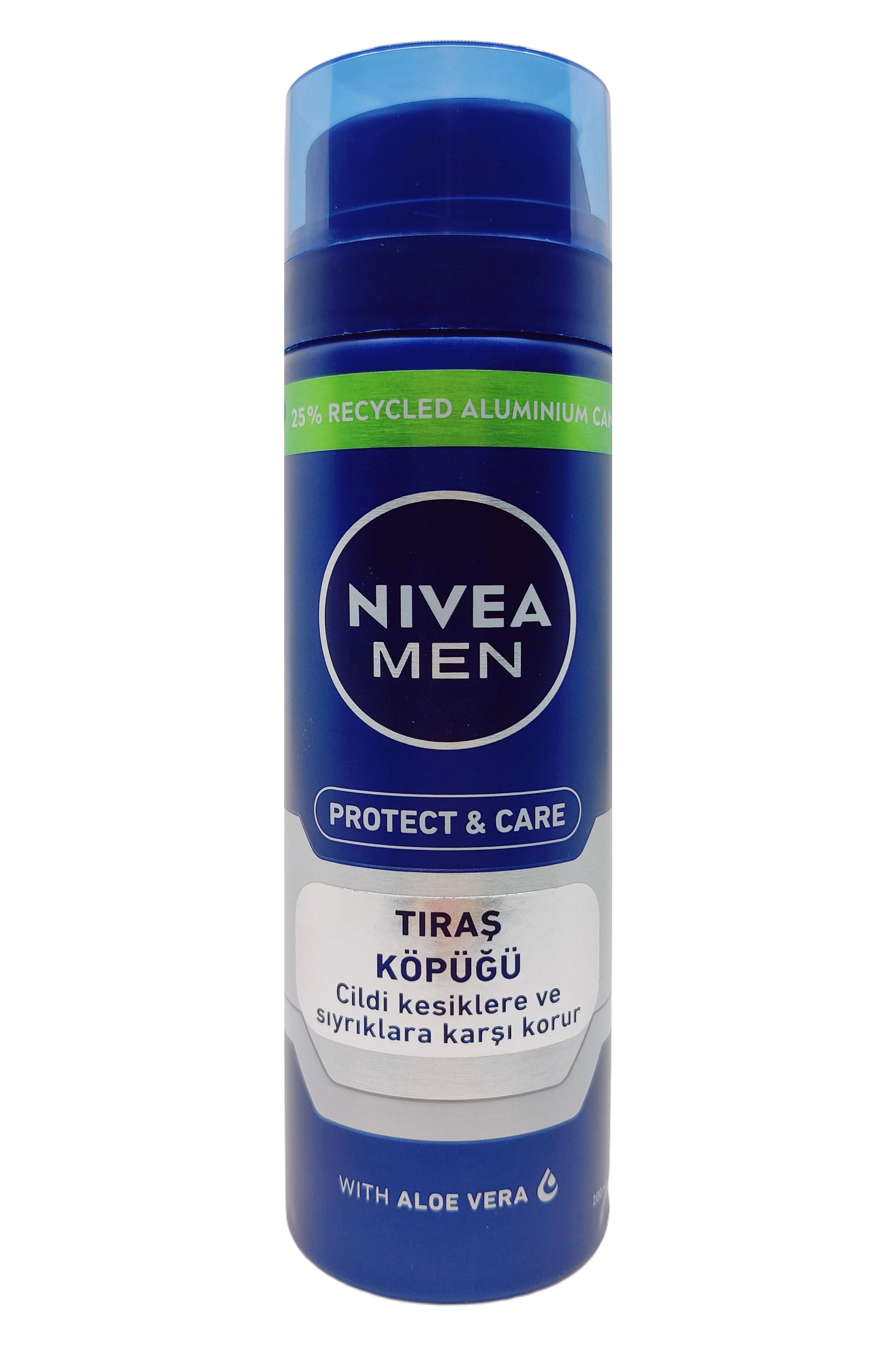 NiveaNivea Men Erkek Tıraş Köpüğü Protect & Care 200 ml, Aloe Vera, Pürüzsüz Tıraş, Cildi Kesiklerden KorurNivea Protect&Care Tıraş Köpüğü 200 ml | Aloe Vera Koruma