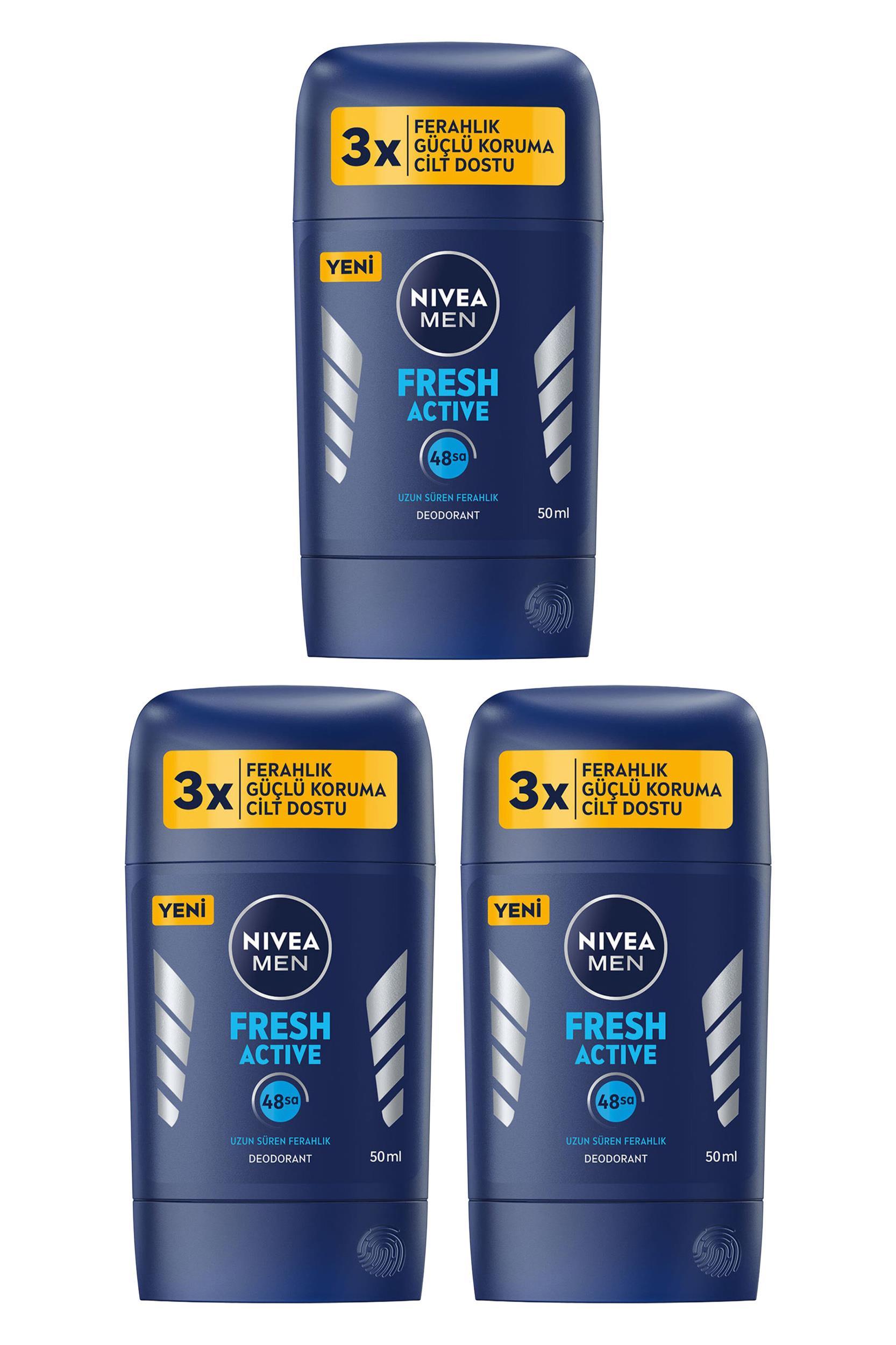 NiveaNivea Men Fresh Active Stick Deodorant 50 ml 3'lüNivea Men Fresh Active Stick Deodorant 50 ml Fiyatı ve Özellikleri | Mutlufiyatlar
