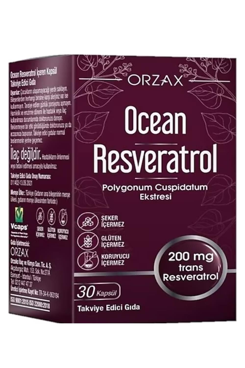 OceanOcean Resveratrol 200 mg 30 KapsülOcean Resveratrol 200 mg | Güçlü Antioksidan 30 Kapsül