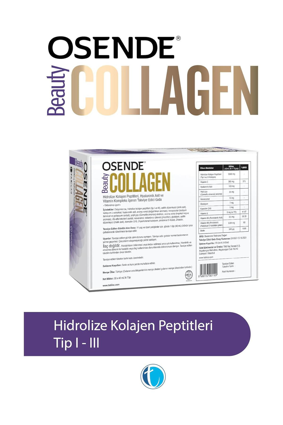 OsendeOsende Beauty Collagen 40 ml x 30 Günlük Tüp 5500mg Hidrolize Kolajen PeptitleriOsende Beauty Collagen 40 ml x 30 Günlük Tüp Fiyatı ve Özellikleri | Mutlufiyatlar