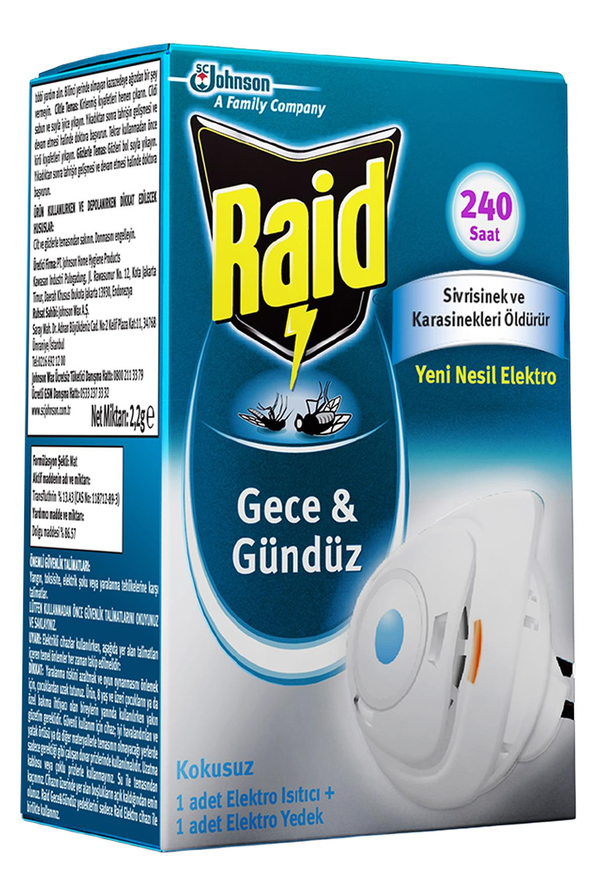 RaidRaid Gece Gündüz Sistem 1 adet Isıtıcı + 1 Adet Elektro Yedek 2,2 gRaid Gece   Gündüz Sistem 2,2 g Fiyatı ve Özellikleri | Mutlufiyatlar