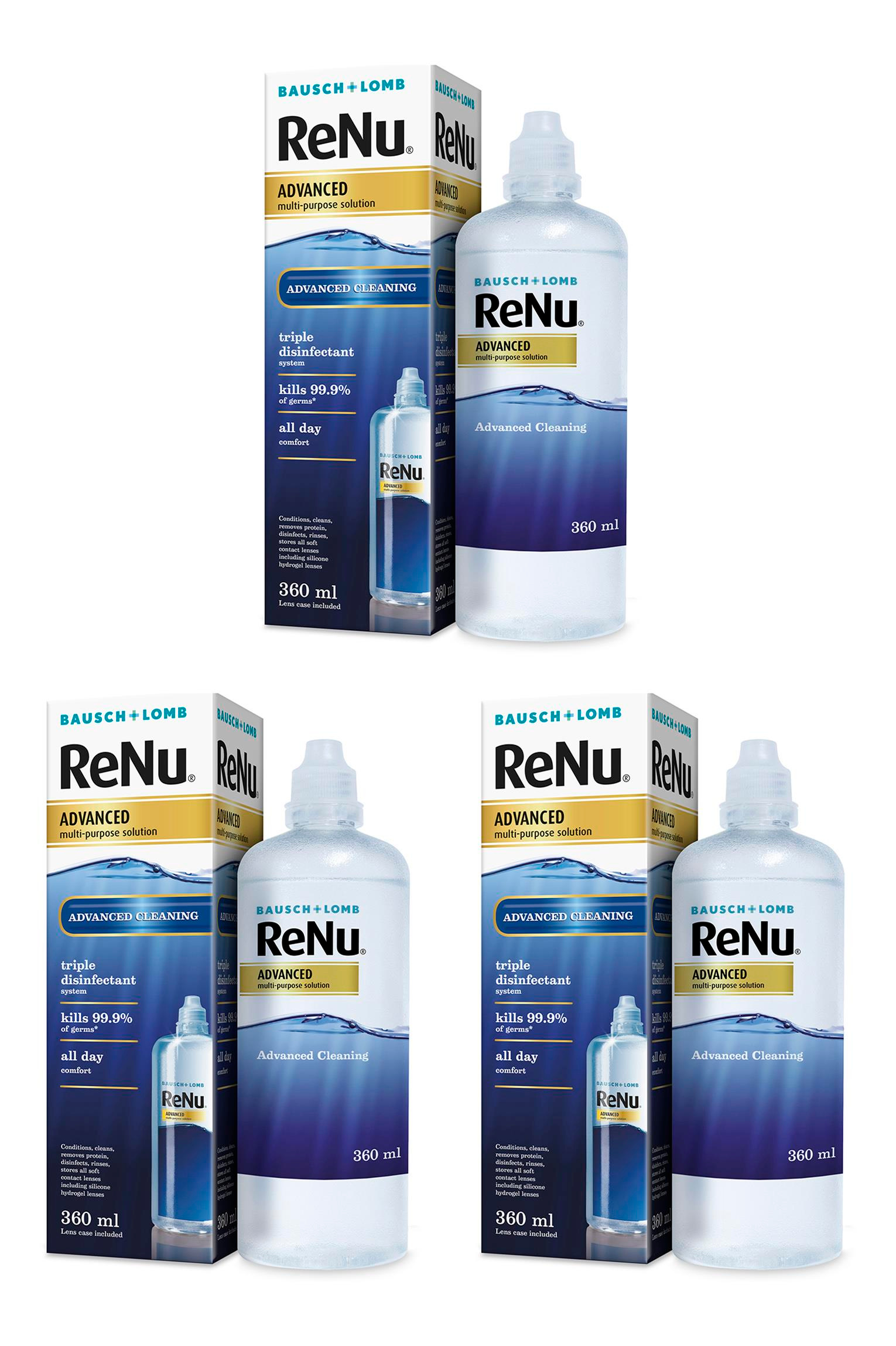 RenuBausch Lomb Renu Advanced Çok Amaçlı Lens Solüsyonu 360 ml 3'lüRenu Advanced Çok Amaçlı Lens Solüsyonu 360 ml Fiyatı ve Özellikleri | Mutlufiyatlar