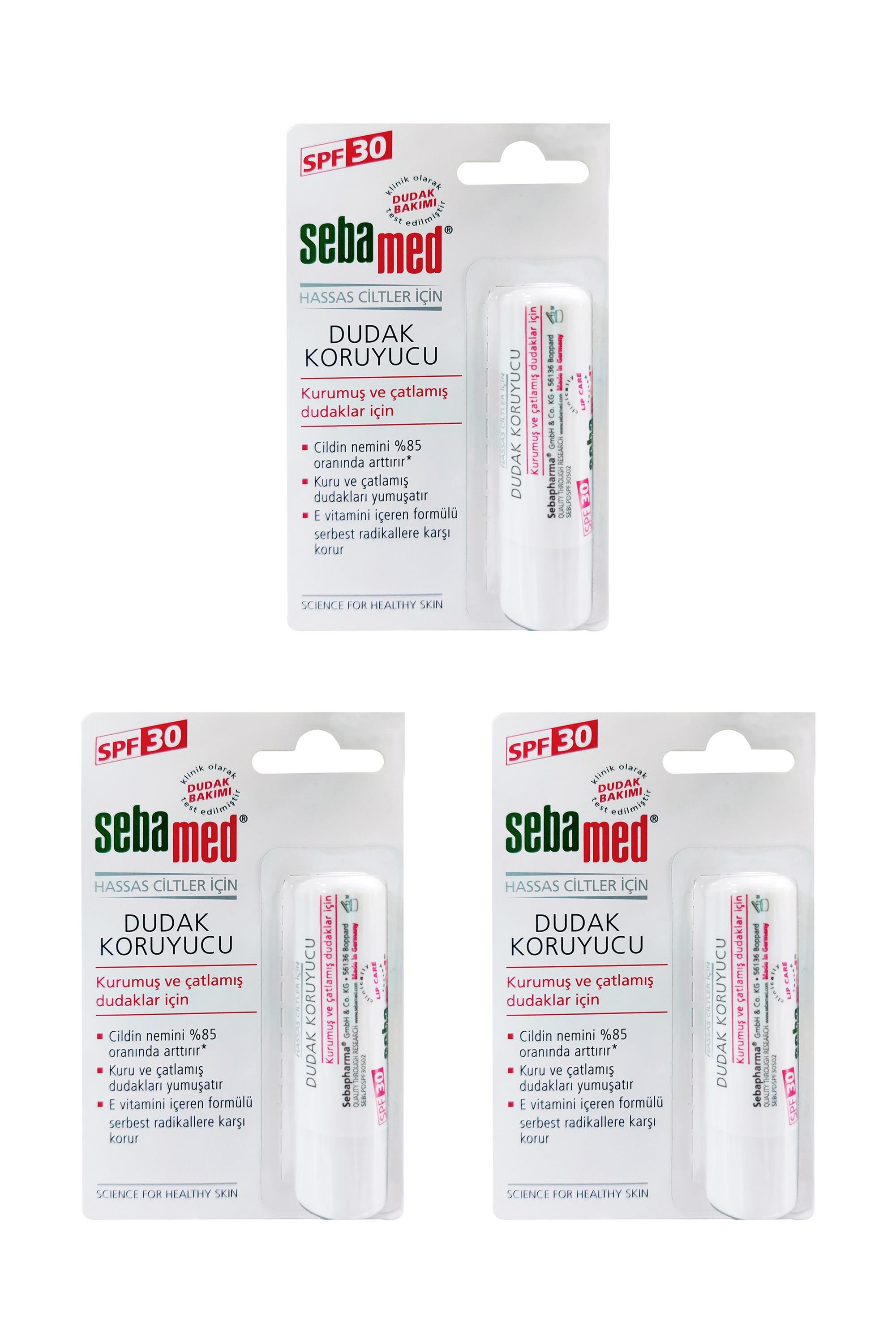 SebamedSebamed Dudak Koruyucu Kurumuş ve Çatlamış Dudaklar İçin SPF30 3'lüSebamed Dudak Bakım Kremi SPF30 | Hassas Dudaklar İçin Yoğun Nem