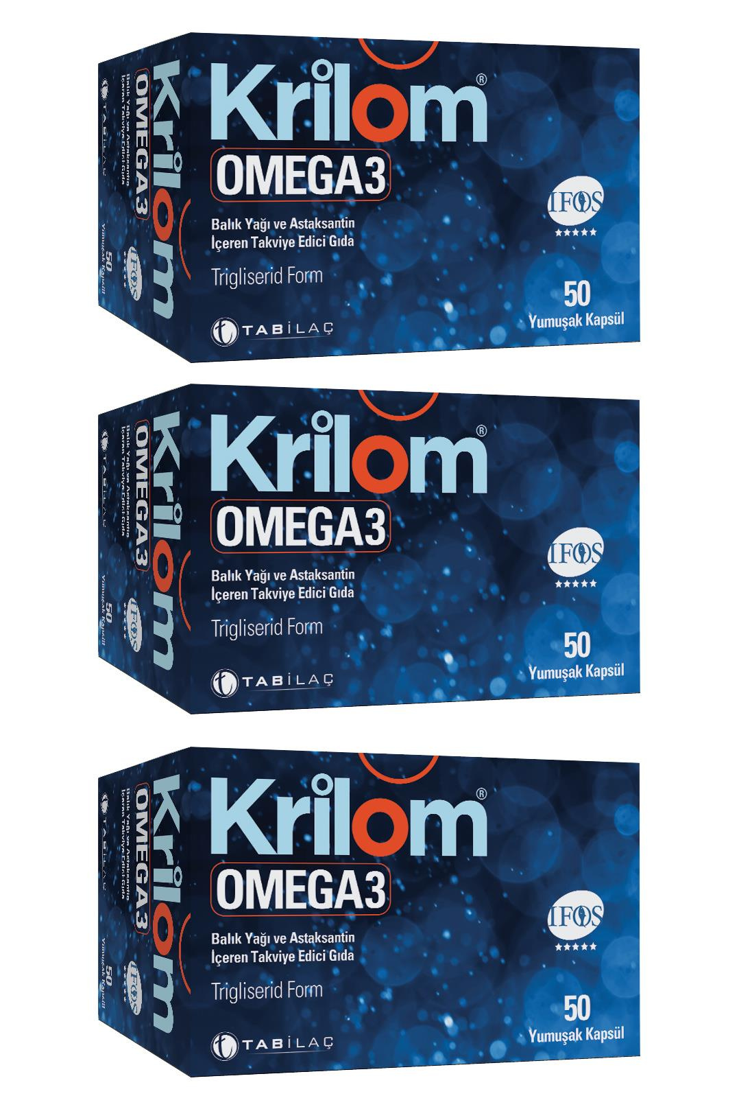 Tab İlaçKrilom Omega 3 50 Yumuşak Kapsül 3'lüKrilom Omega-3 50 Yumuşak Kapsül - 3 Al 2 Öde Fiyatı ve Özellikleri | Mutlufiyatlar