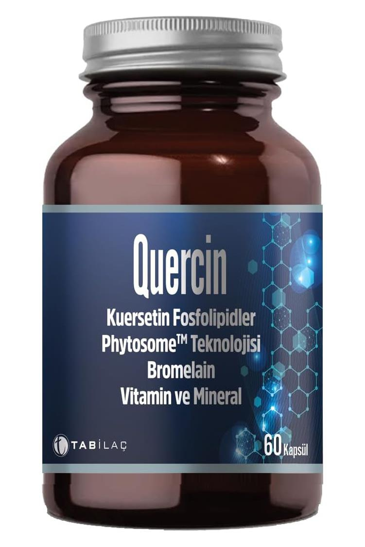 Tab İlaçQuercin Kuersetin, Bromelain, Vitamin ve Mineral İçeren Takviye Edici Gıda 60 KapsülQuercin Fitozomal Kuersetin 60 Kapsül | Yüksek Emilim, Etkili Formül