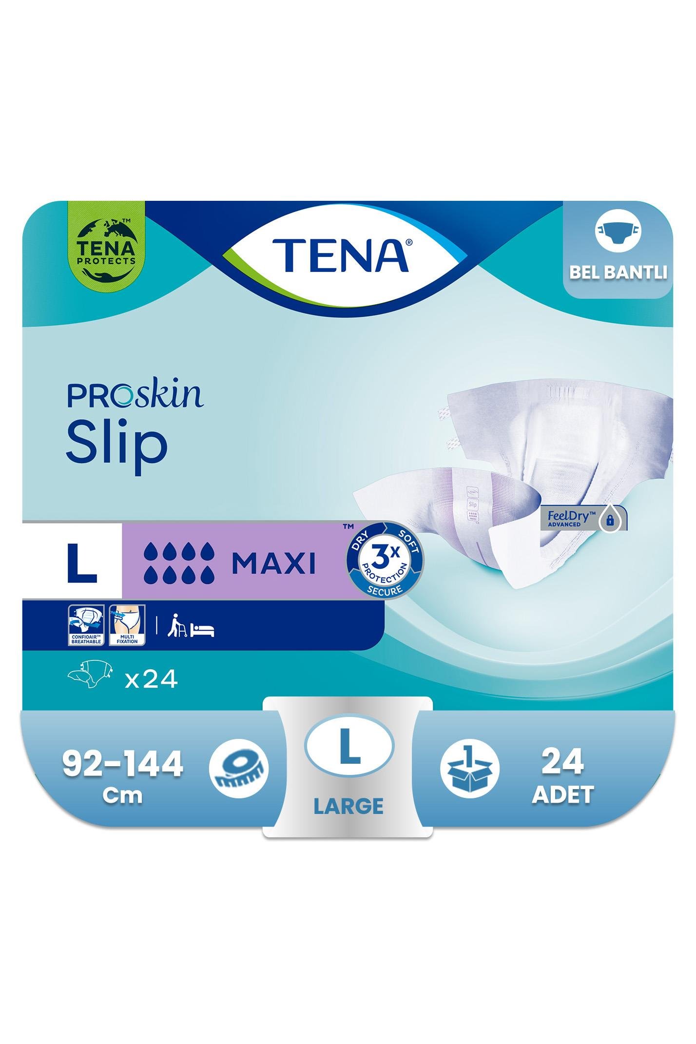 TenaTena Proskin Slip Maxi Belbantlı Hasta Bezi Large Beden 24 AdetTena Proskin Slip 8 Damla Large 24lü Fiyatı ve Özellikleri | Mutlufiyatlar