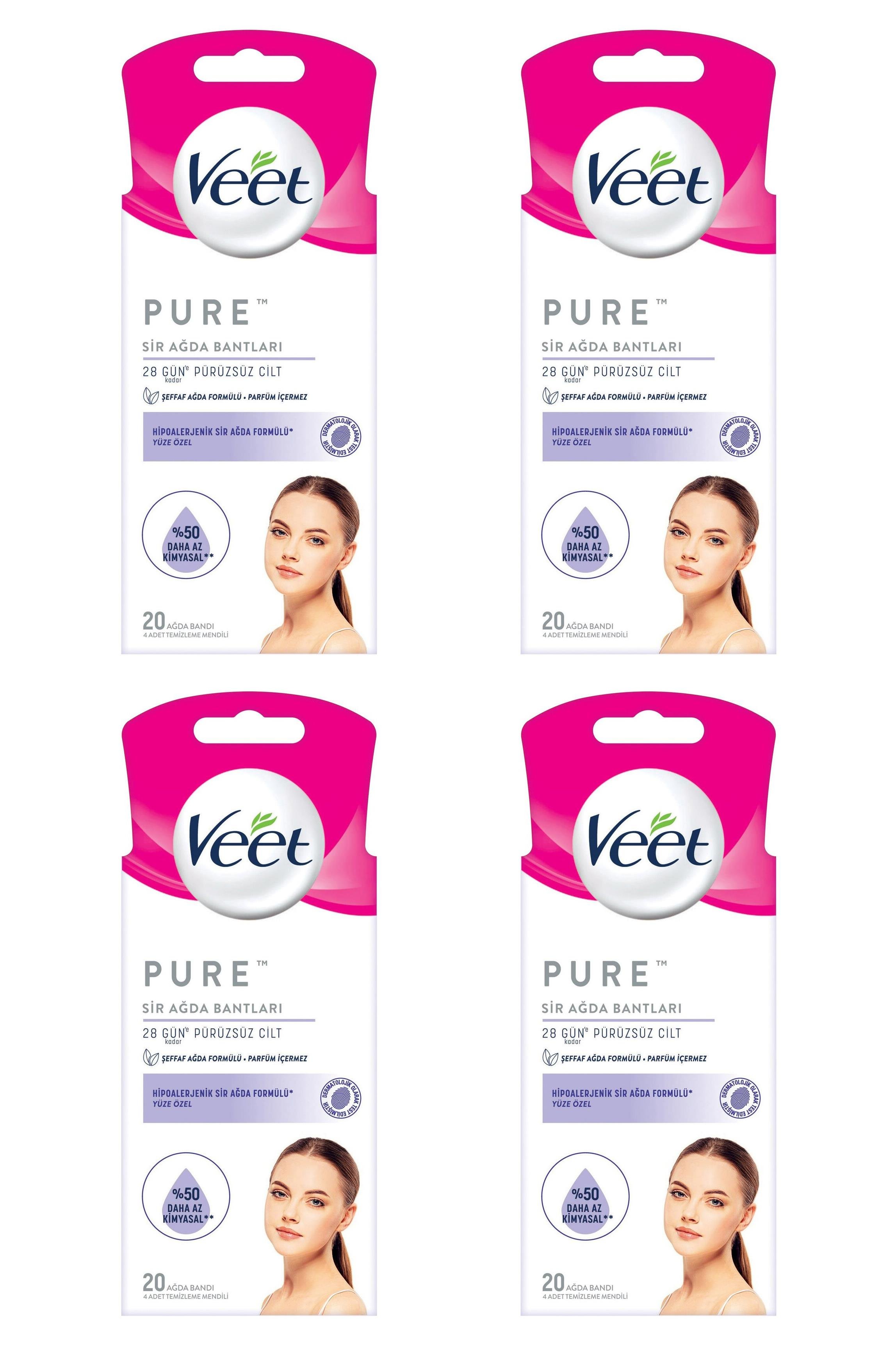 VeetVeet Pure Ağda Bandı Yüze Özel 20 Adet 4'lüVeet Sir Ağda Bandı Pure Yüz 20li Fiyatı ve Özellikleri | Mutlufiyatlar