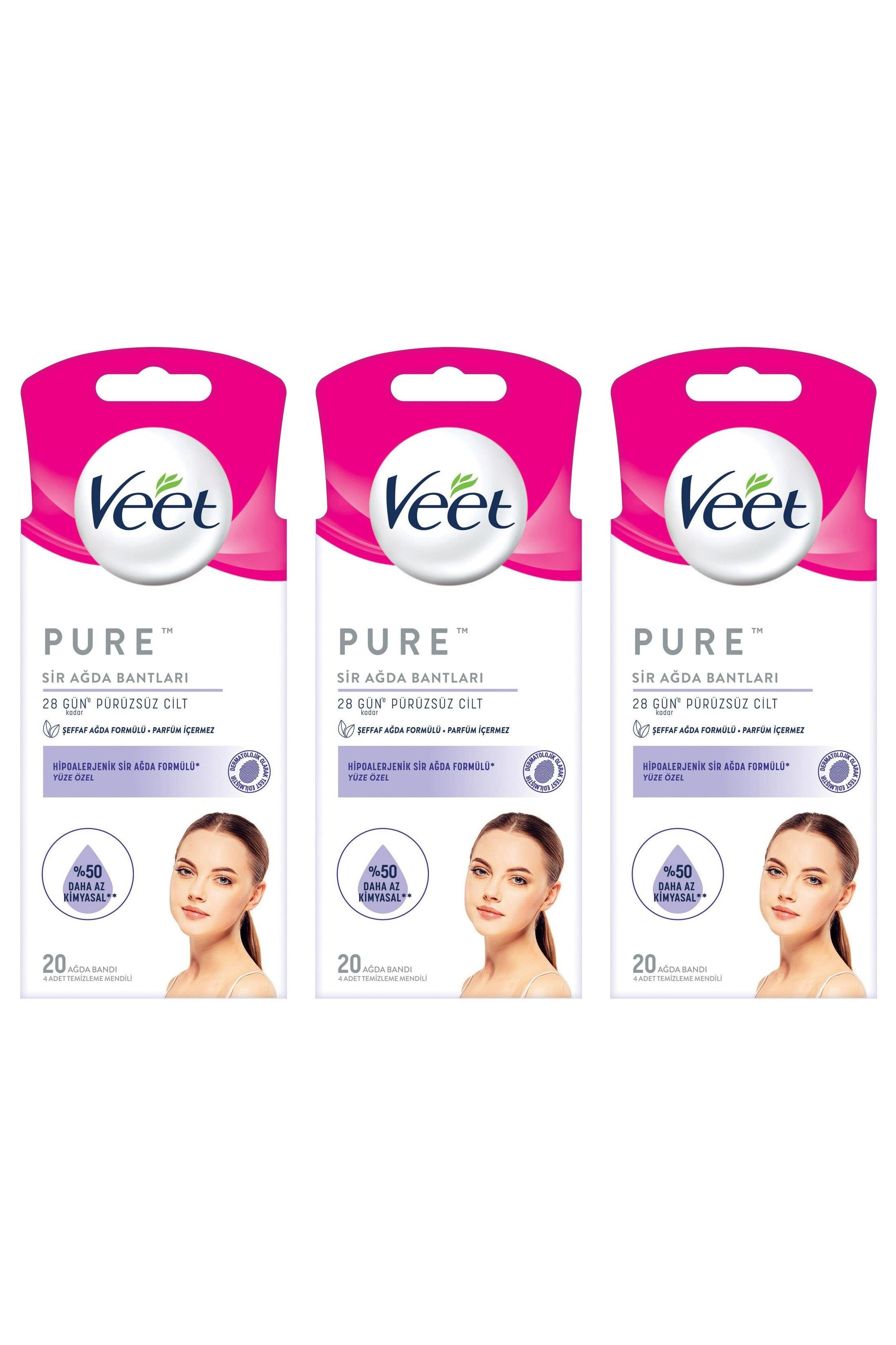 VeetVeet Pure Ağda Bandı Yüze Özel 20 Adet 3'lüVeet Sir Ağda Bandı Pure Yüz 20li Fiyatı ve Özellikleri | Mutlufiyatlar