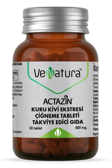 VenaturaVeNatura Actazin Kuru Kivi Ektresi 30 Adet Çiğneme TabletiVeNatura Actazin Kivi Ekstresi | Sindirimi Kolaylaştıran Çiğneme Tableti