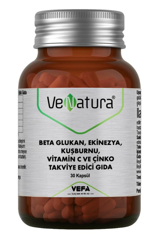 VenaturaVeNatura Beta Glukan, Ekinezya, Kuşburnu, Vitamin C ve Çinko 30 KapsülVeNatura Beta Glukan Kompleksi | Doğal Bağışıklık Desteği