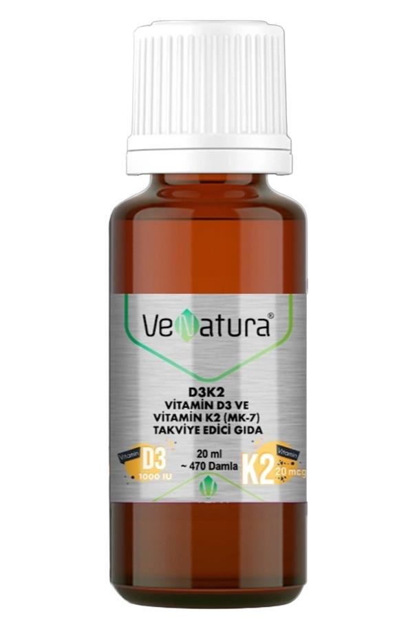 VenaturaVenatura D3K2 Vitamin D3 Ve Vitamin K2(MK-7) Takviye Edici Gıda 20 mlVenatura D3 K2 Damla 20 ml Fiyatı ve Özellikleri | Mutlufiyatlar