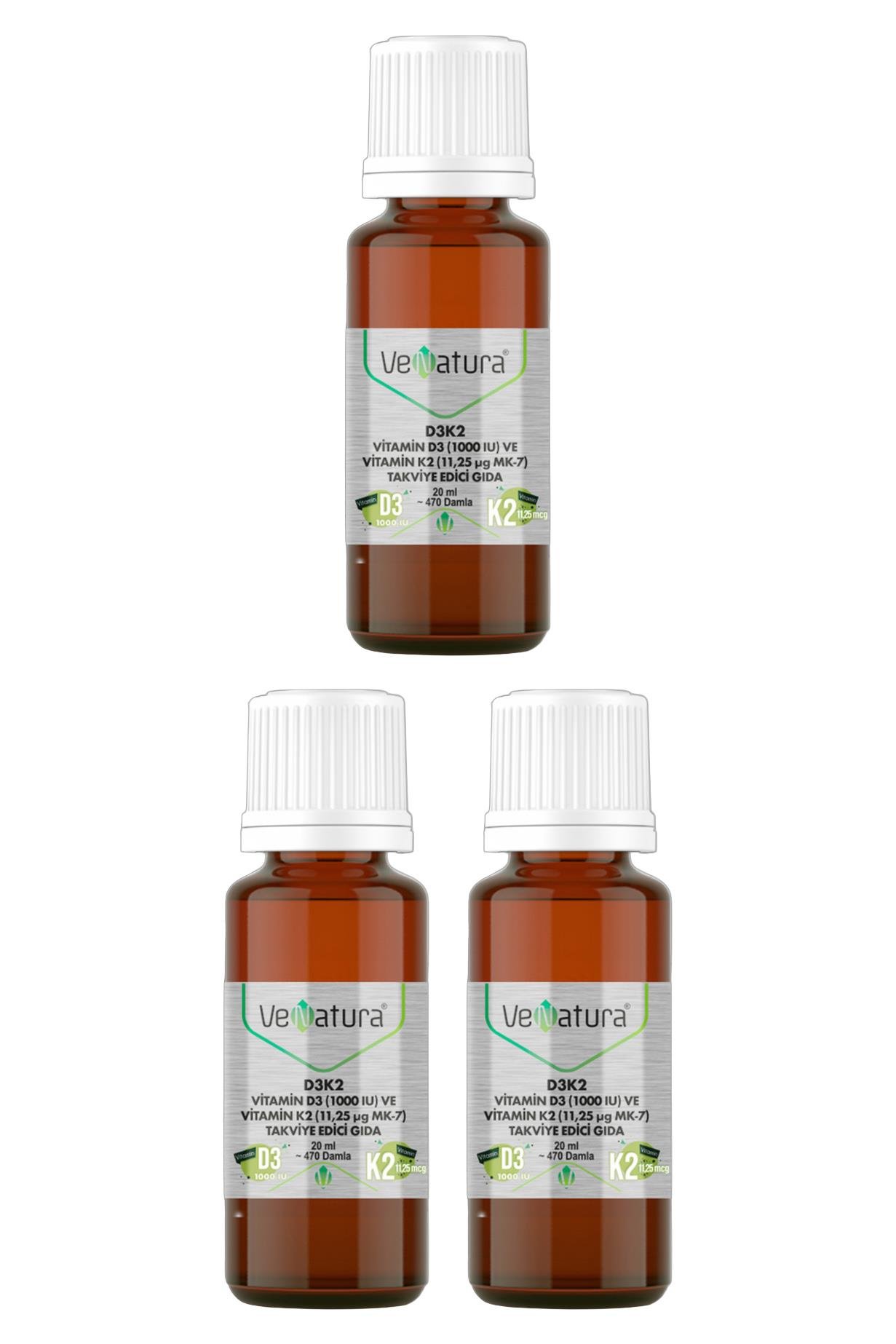VenaturaVenatura D3K2 Vitamin D3 Ve Vitamin K2(11.25 mg MK-7) Takviye Edici Gıda 20 ml 3'lüVenatura D3K2 Vitamin D3 1000 IU ve Vitamin K2 11,25 mcg MK-7 Takviye Edici Gıda 20 ml Fiyatı ve Özellikleri | Mutlufiyatlar