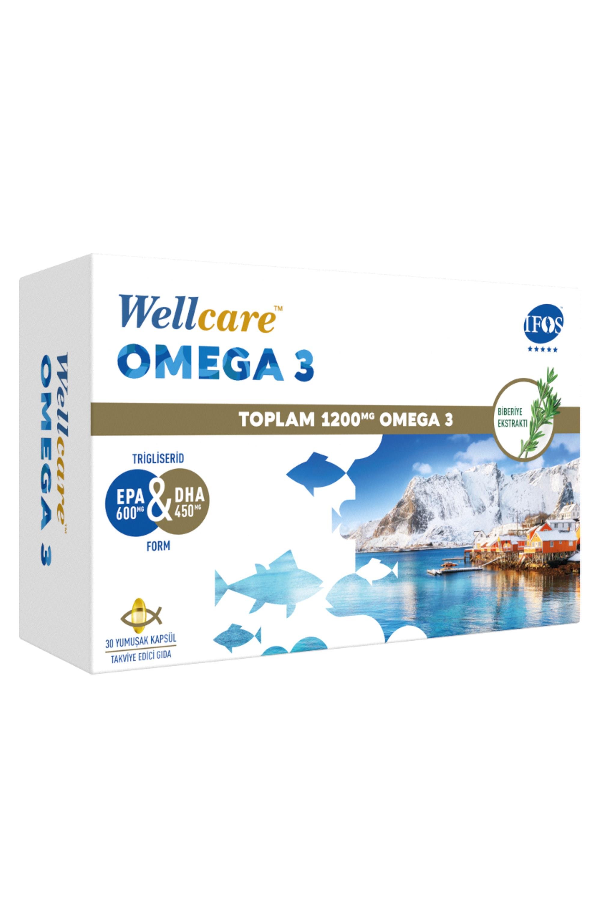 WellcareWellcare Omega 3 Balık Yağı 1200 mg 30 Kapsül Wellcare Omega 3 1200 mg | Kalp ve Göz Sağlığı Desteği