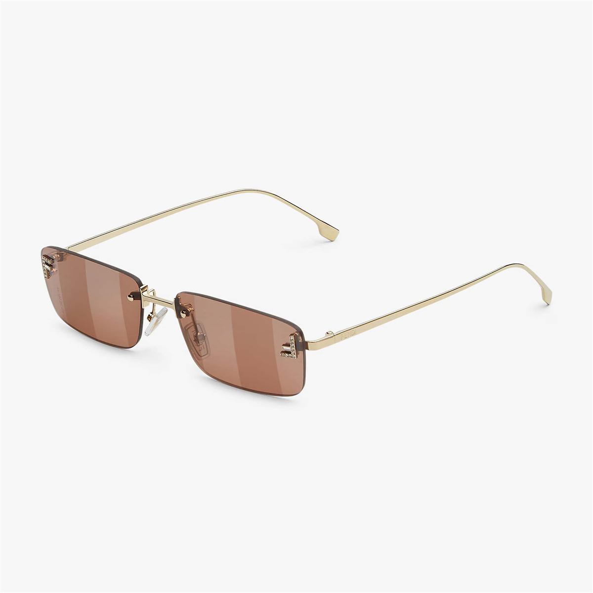 FENDI First Crystal Dikdörtgen Rose Gold Kadın Güneş Gözlüğü