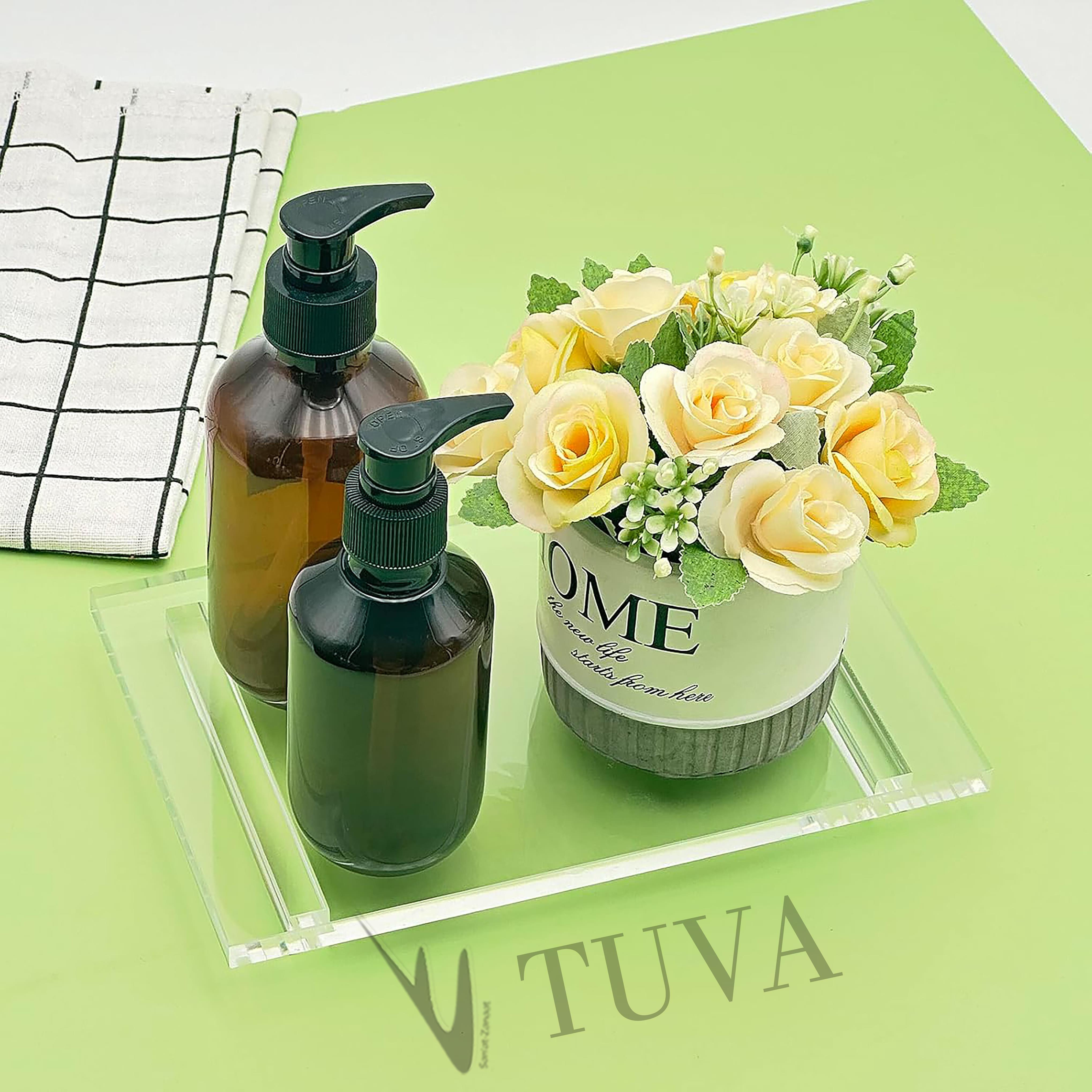 Şeffaf Pleksi Modern Premium Tasarım Sabunluk Şampuanlık Banyo Düzenleyici Organizer | Lavabo ve Duş Alanı | TUVA Elit Dekorasyon