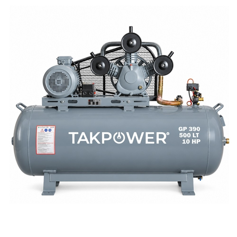 TAKPOWER 500 LT  Hava Kompresörü V Kafa Üç Piston 8 Bar 380V