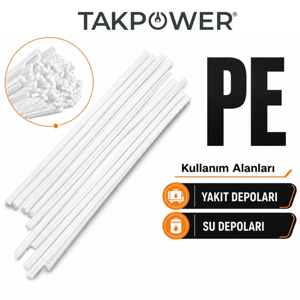TAKPOWER Plastik Kaynak Elektrodu Beyaz PE 0.9 x 400 mm 20 Adet