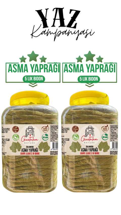 Gustolea Nature Manisa Sultaniye Ilk Hasat Ince Damarsız Salamura Uç Asma Yaprağı 2 Pet