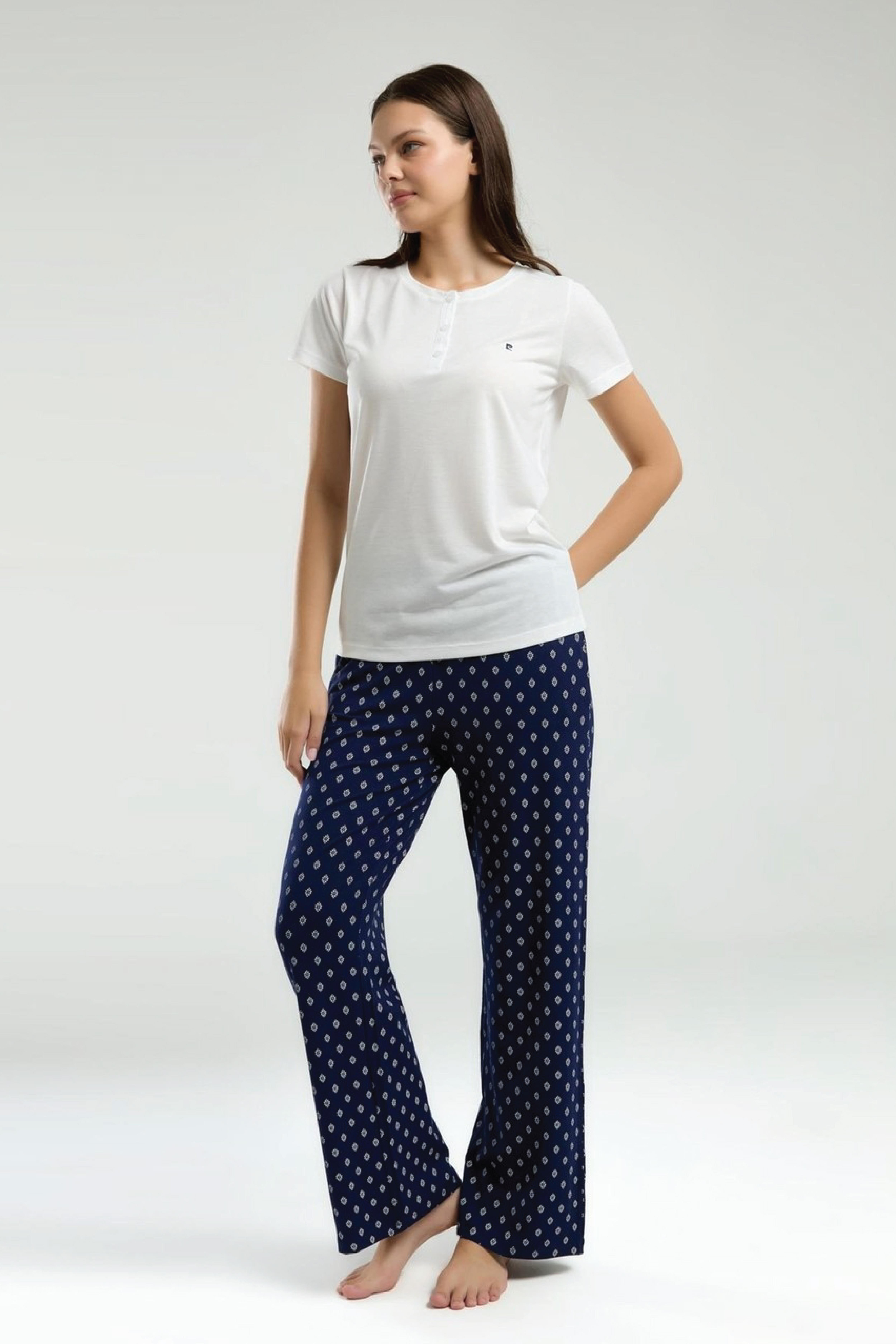 Pierre Cardin Kadın Beyaz Kısakollu Pijama Takımı