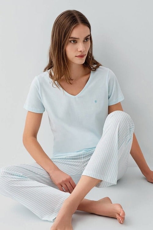 Kadın Mavi Pijama Takım PC9202-S-V2