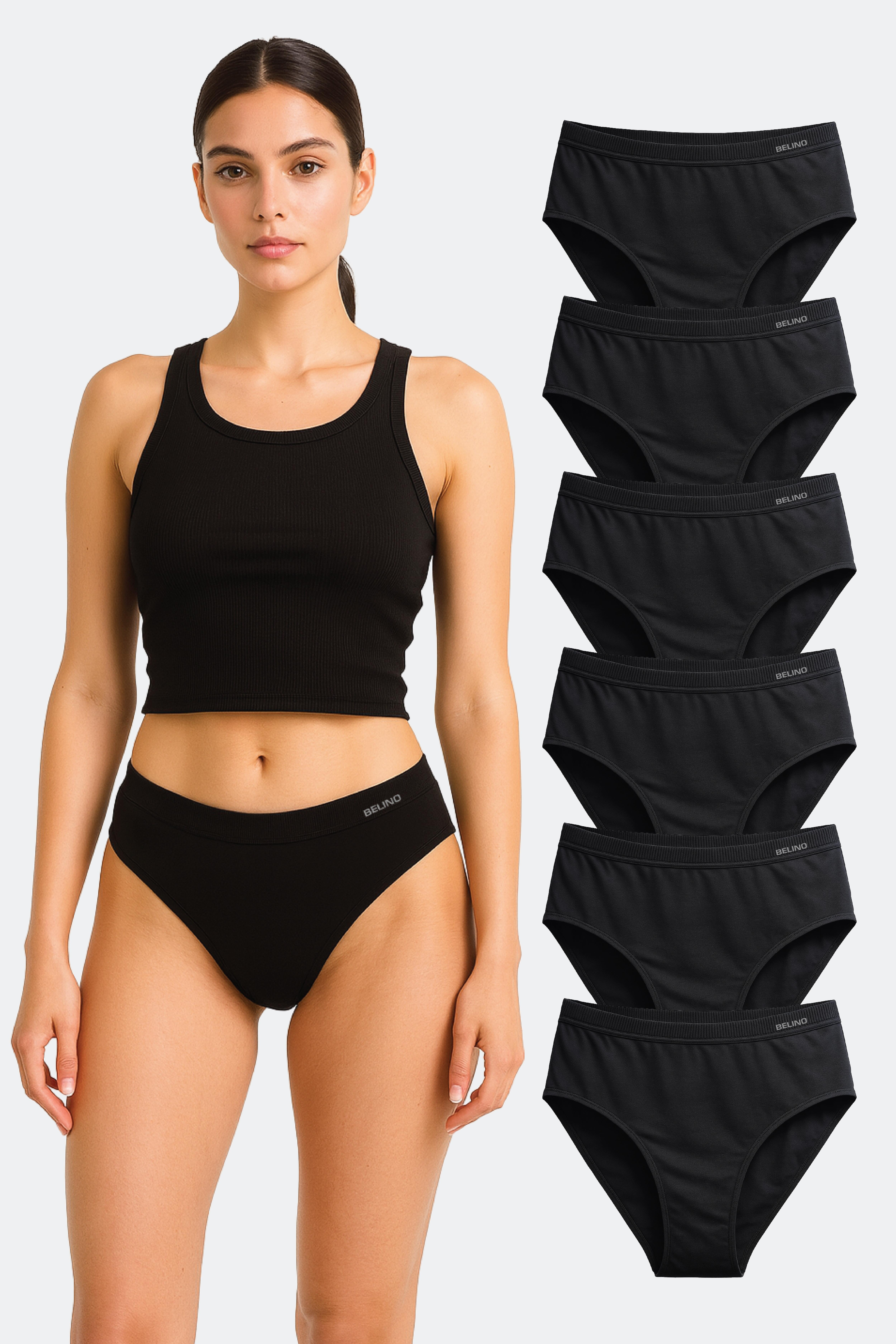 Kadın Slip Bambu Siyah Renk 6 Lı Paket Briefs