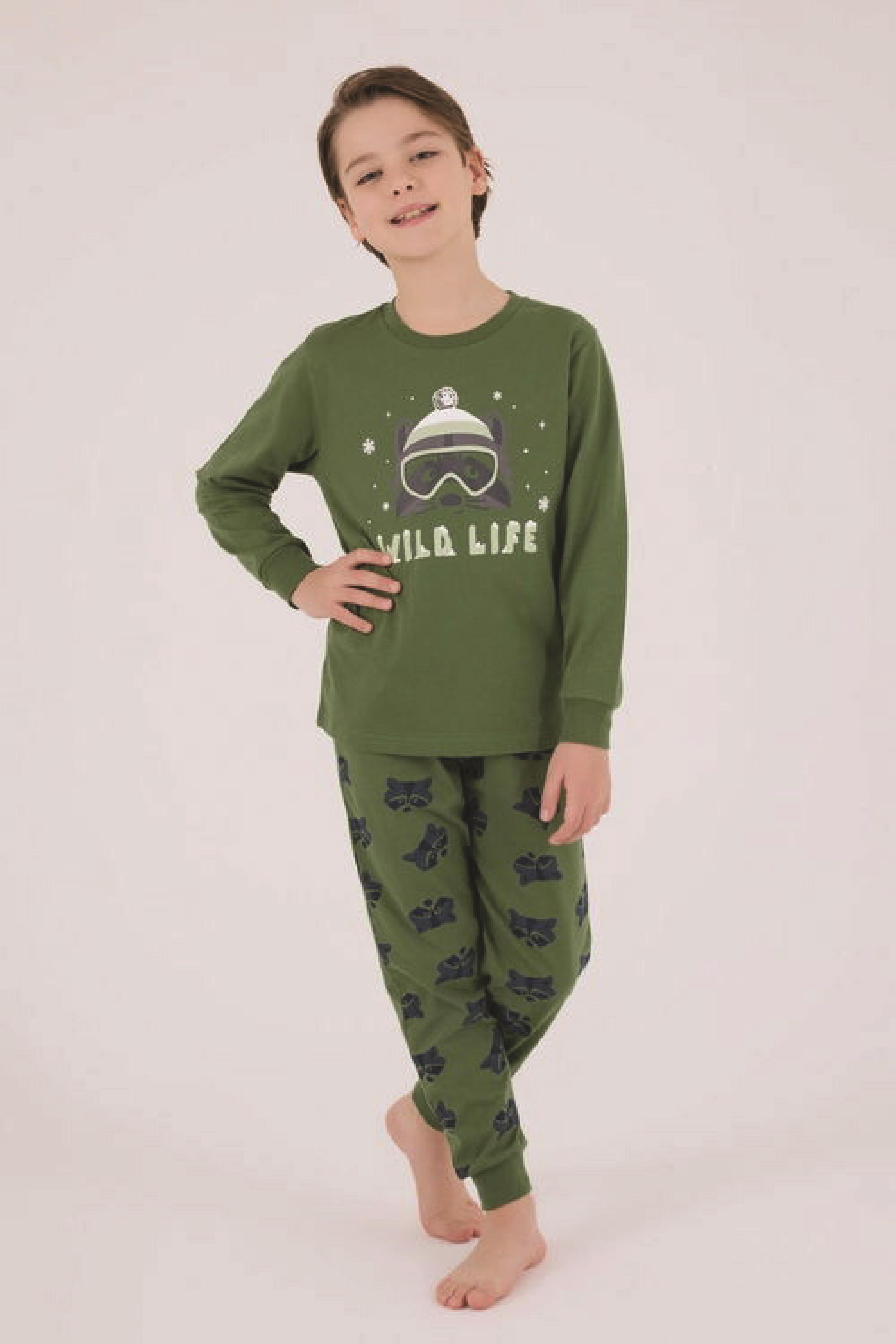 Rolypoly Erkek Çocuk Koyu Yeşil Pijama Takımı