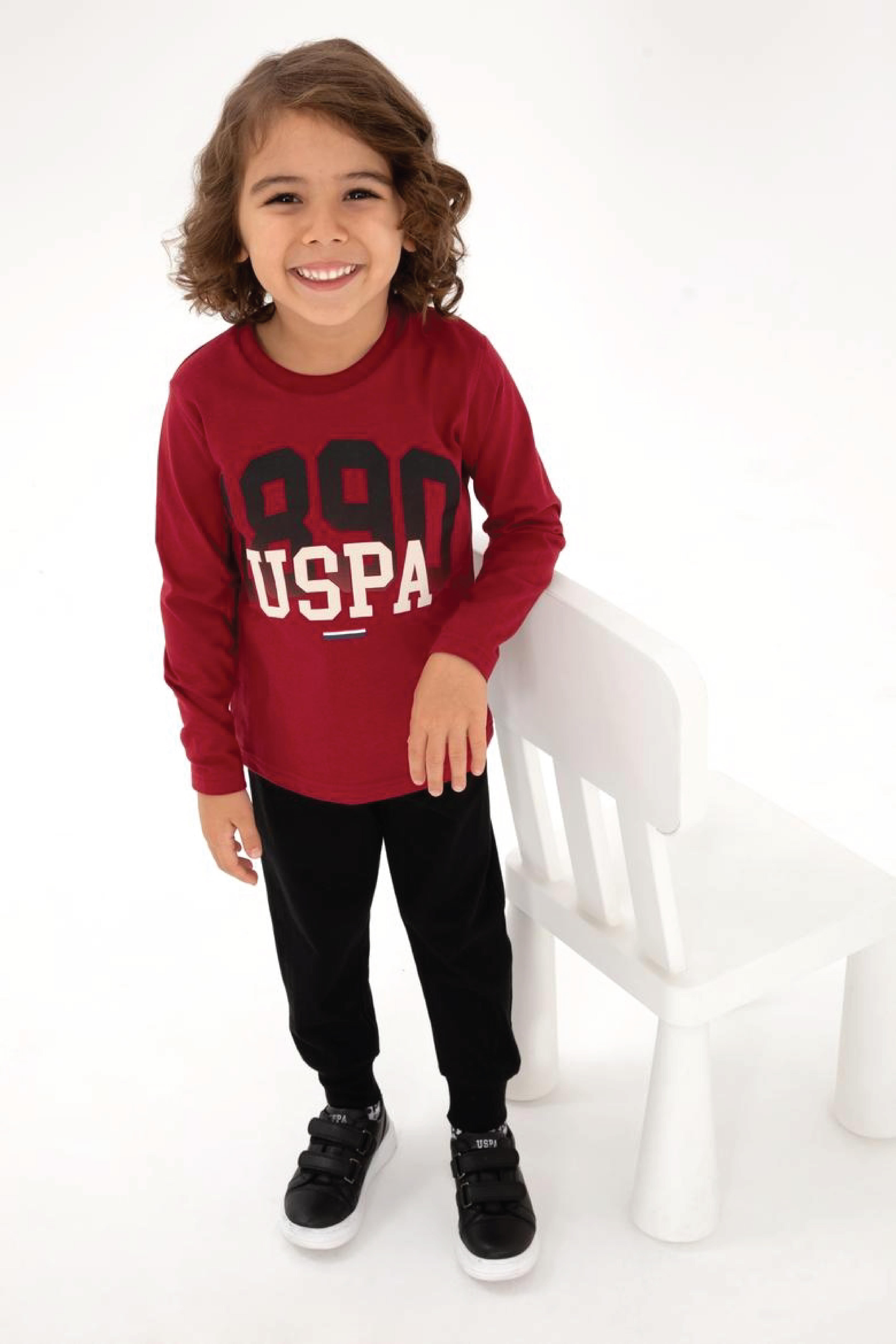 U.s. Polo Assn Erkek Çocuk Uzun Kol Bordo Pijama Takım 