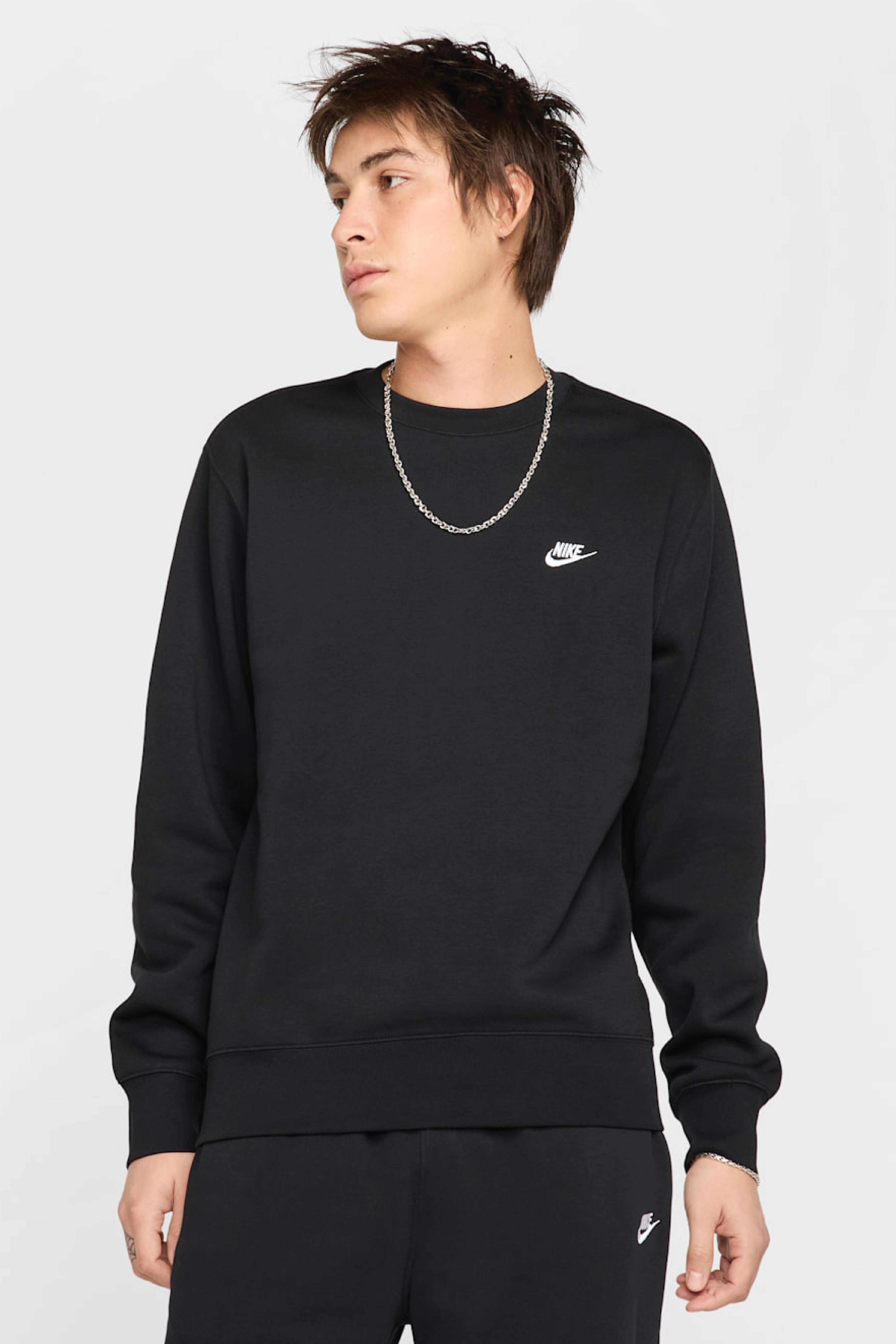 Nike Club Fleece Crew Erkek Siyah Sweatshirt