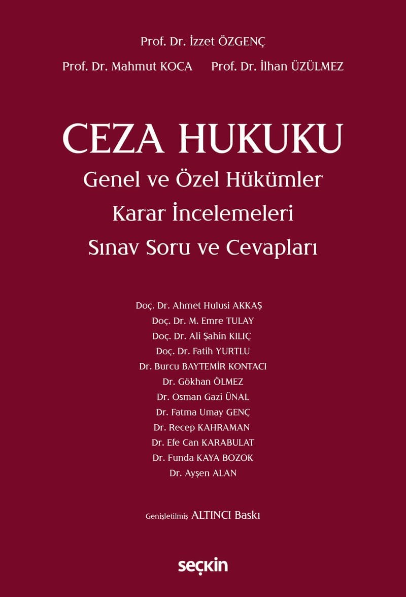 Ceza Hukuku Genel ve Özel Hükümler Sınav Soru ve Cevapları  kitap kapağı
