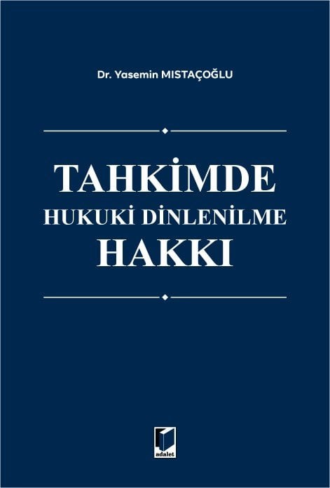 Tahkimde Hukuki Dinlenilme Hakkı  kitap kapağı