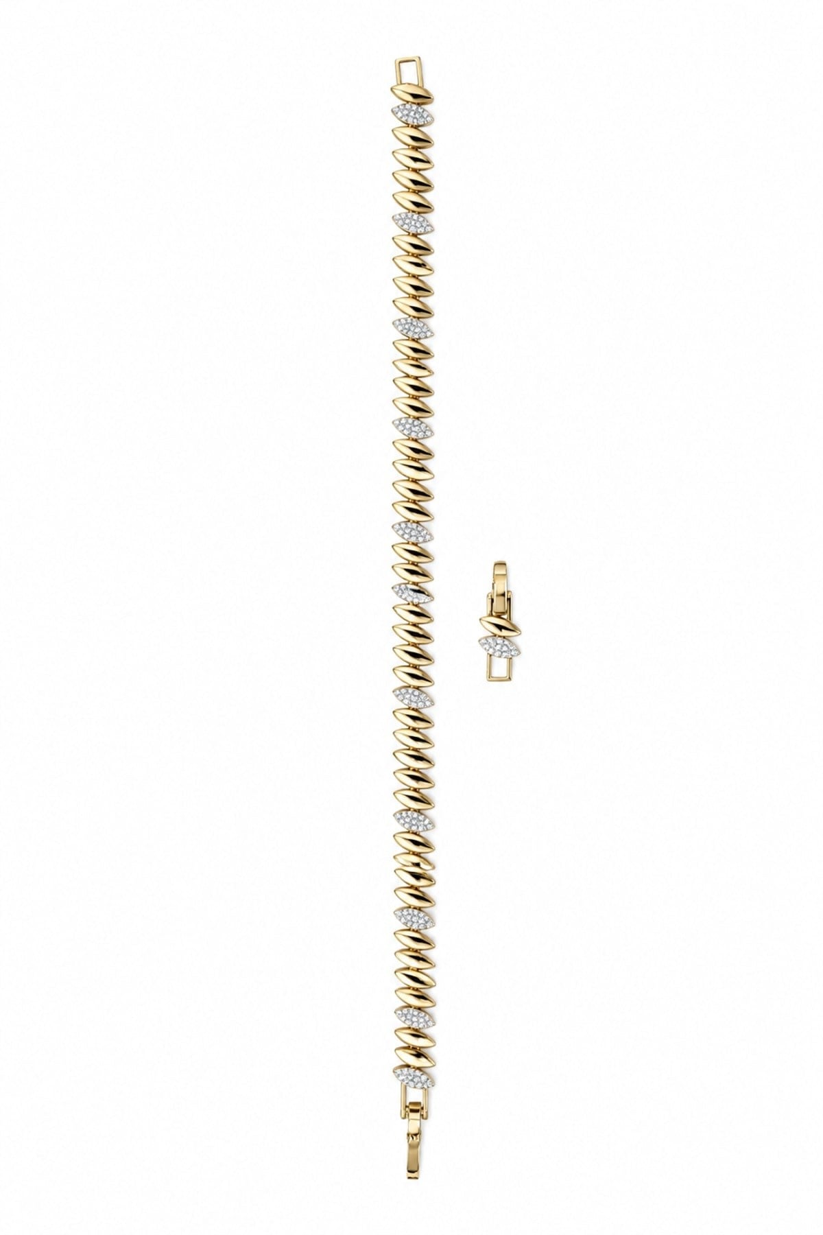 14K Altın Kaplama Markiz Model Taşlı Bileklik (17+2 cm)