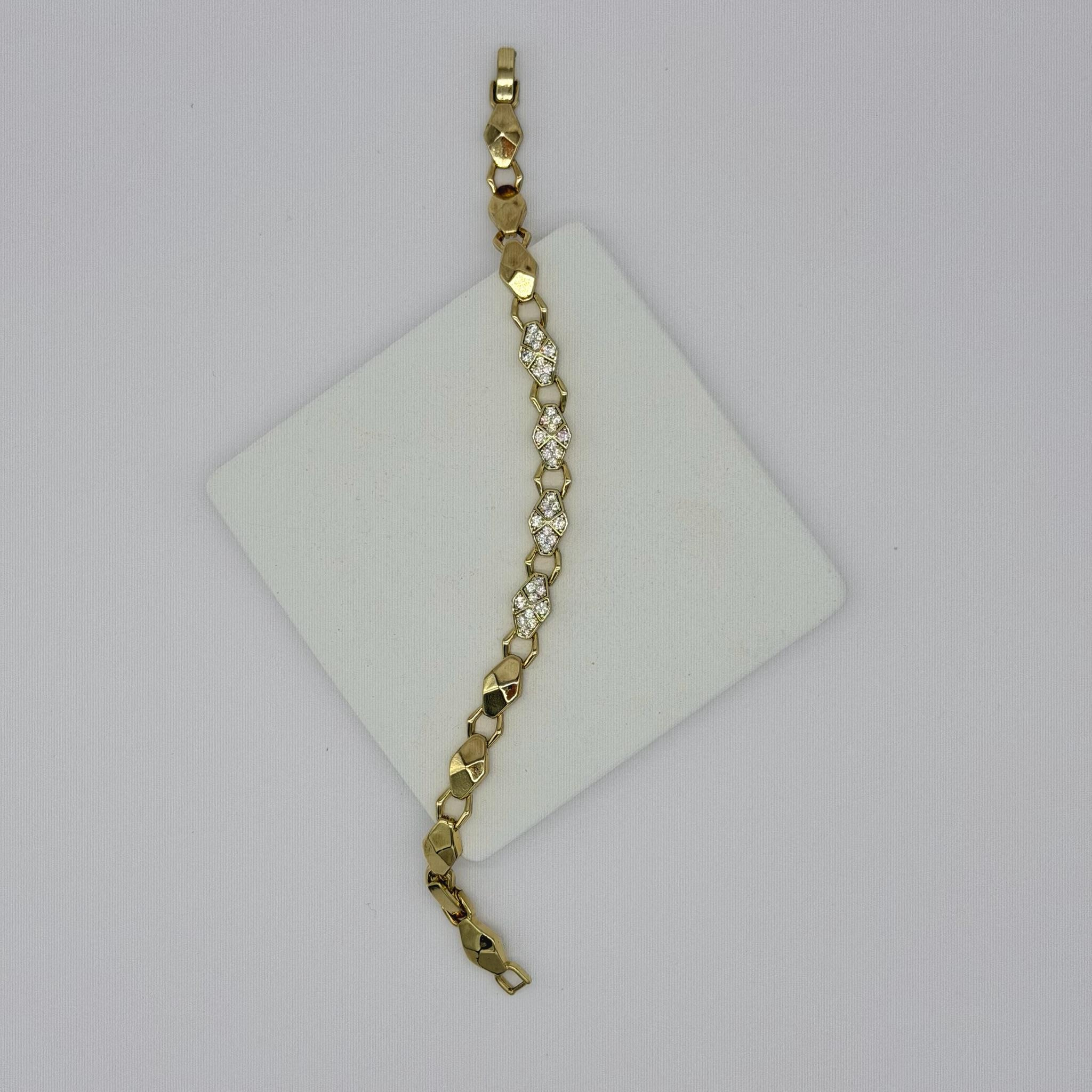14K Özel Seri Baklava Model Taşlı Bileklik(17+2 cm)