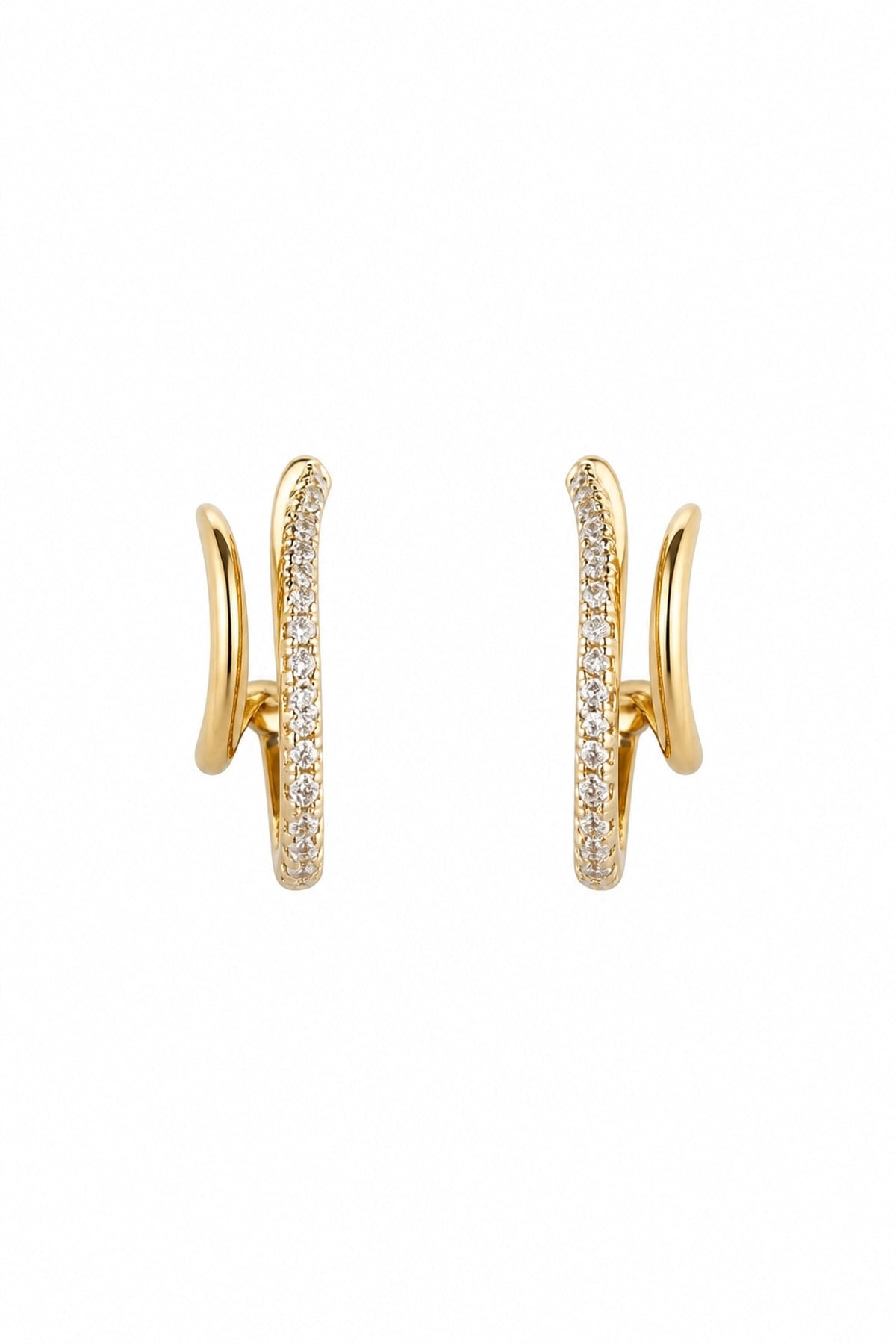 14K Özel Seri Çift Görünümlü Küpe