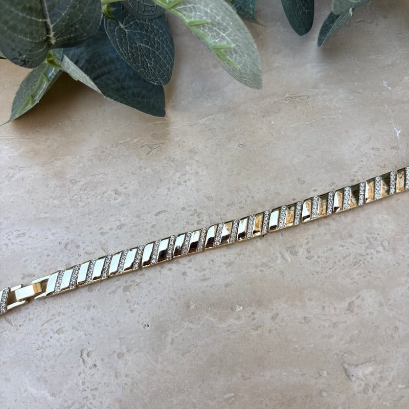 14K Özel Seri Çizgi Model Bileklik (17+2 cm)