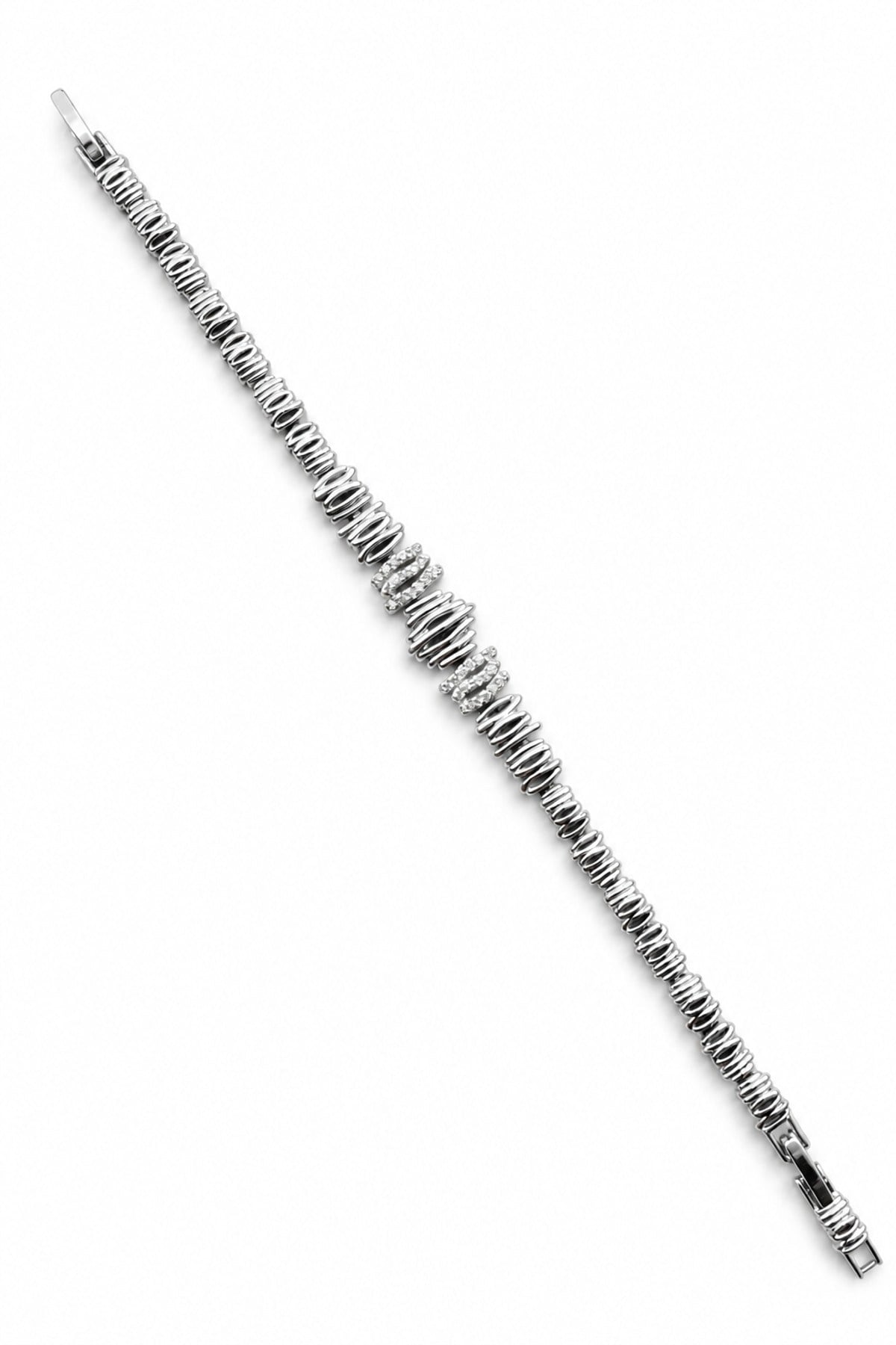 14K Özel Seri Çizgi Motif Silver Bileklik