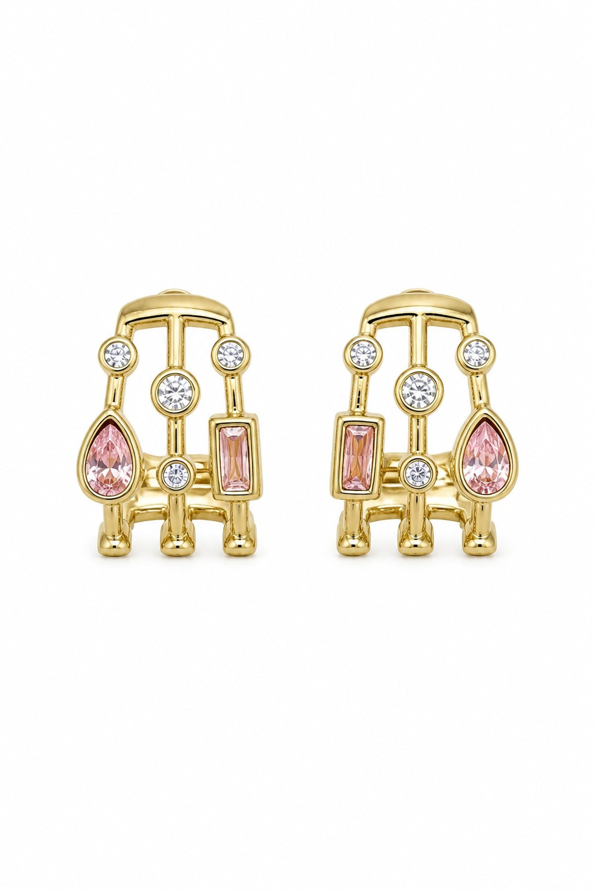14K Özel Seri Çoklu Görünümlü Pembe Küpe