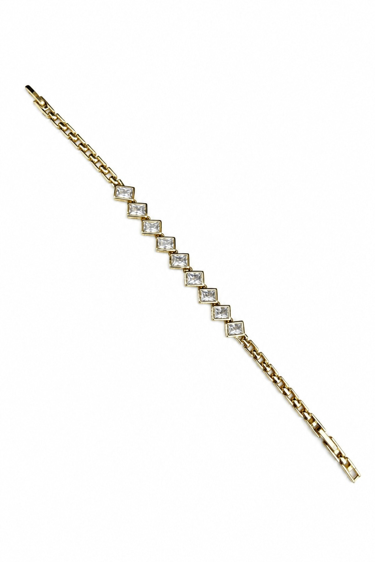 14K Özel Seri Dikdörtgen Taşlı Bileklik (17+2 cm)