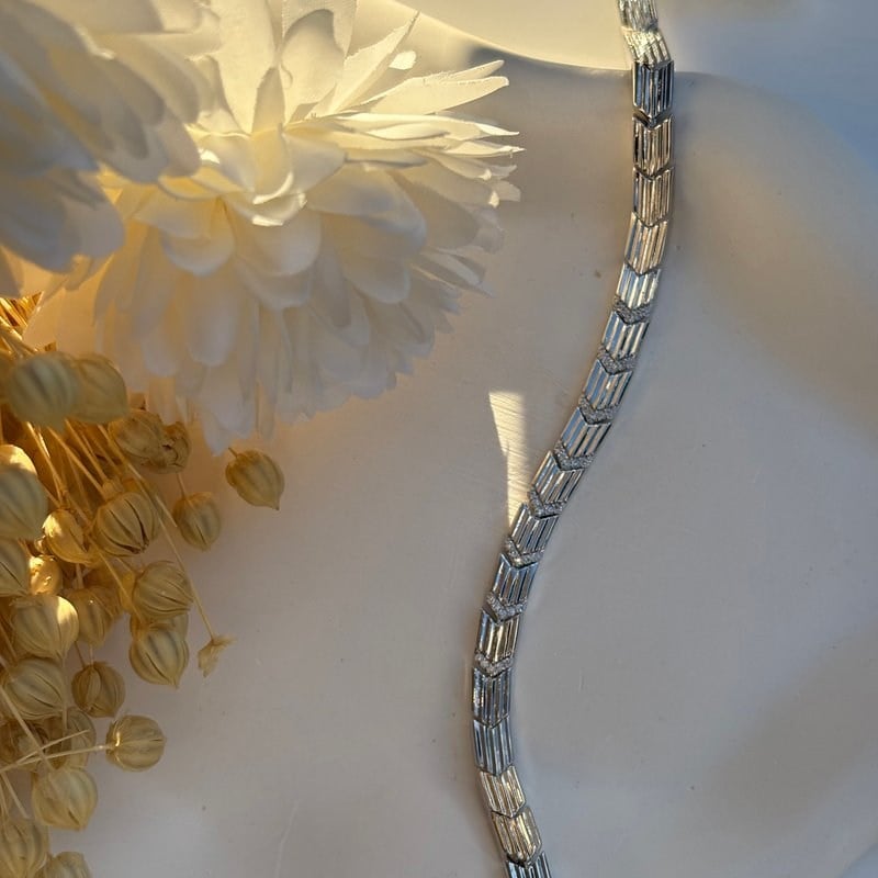 14K Özel Seri Gümüş Renk V Şerit Bileklik (17+2 cm)