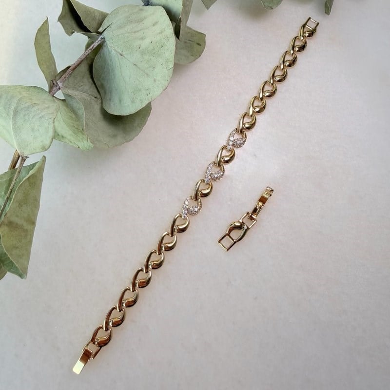 14K Özel Seri İkili Damla Model Bileklik (17+2 cm)
