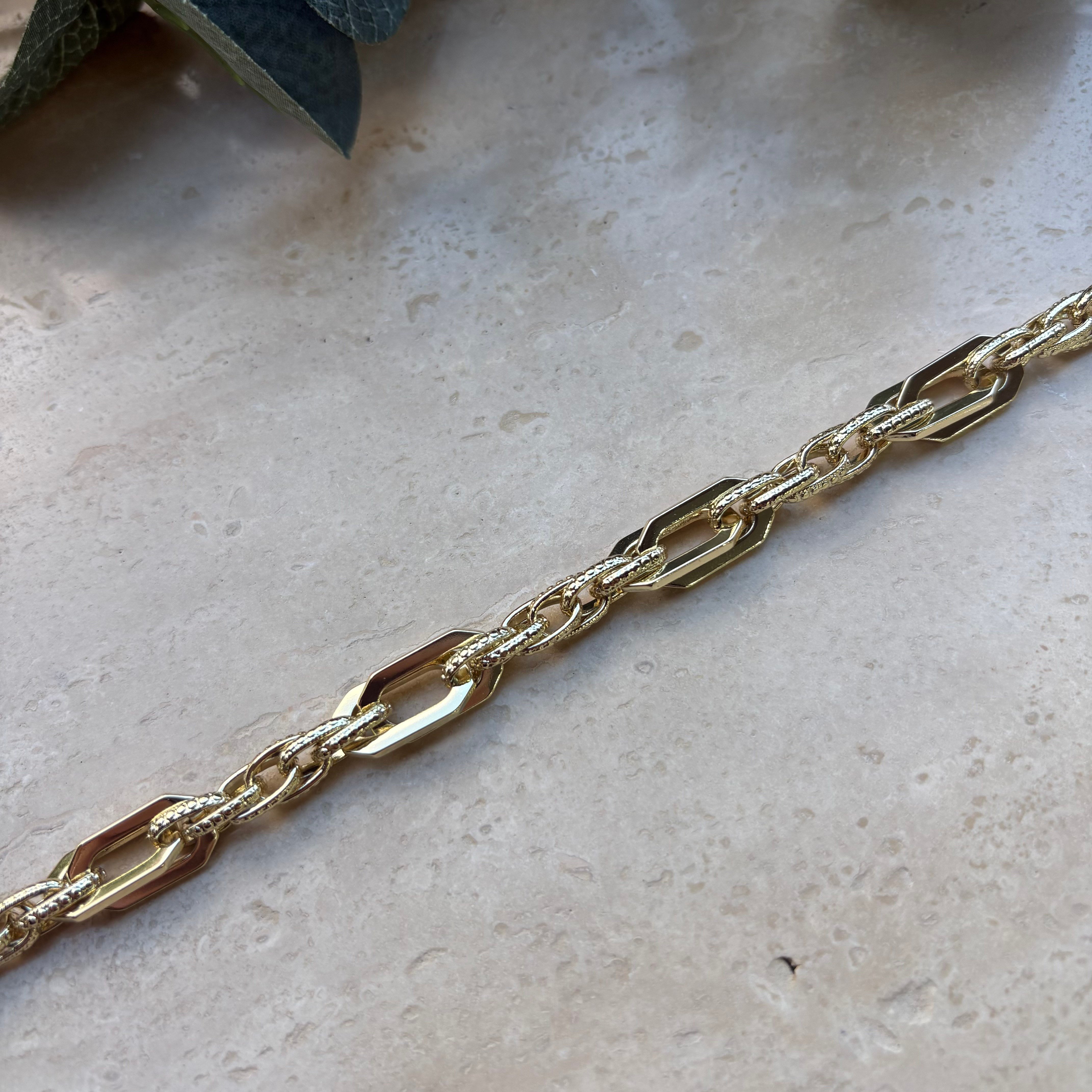 14K Özel Seri Kalın Sekizgen Zincir Bileklik (17+3 cm)