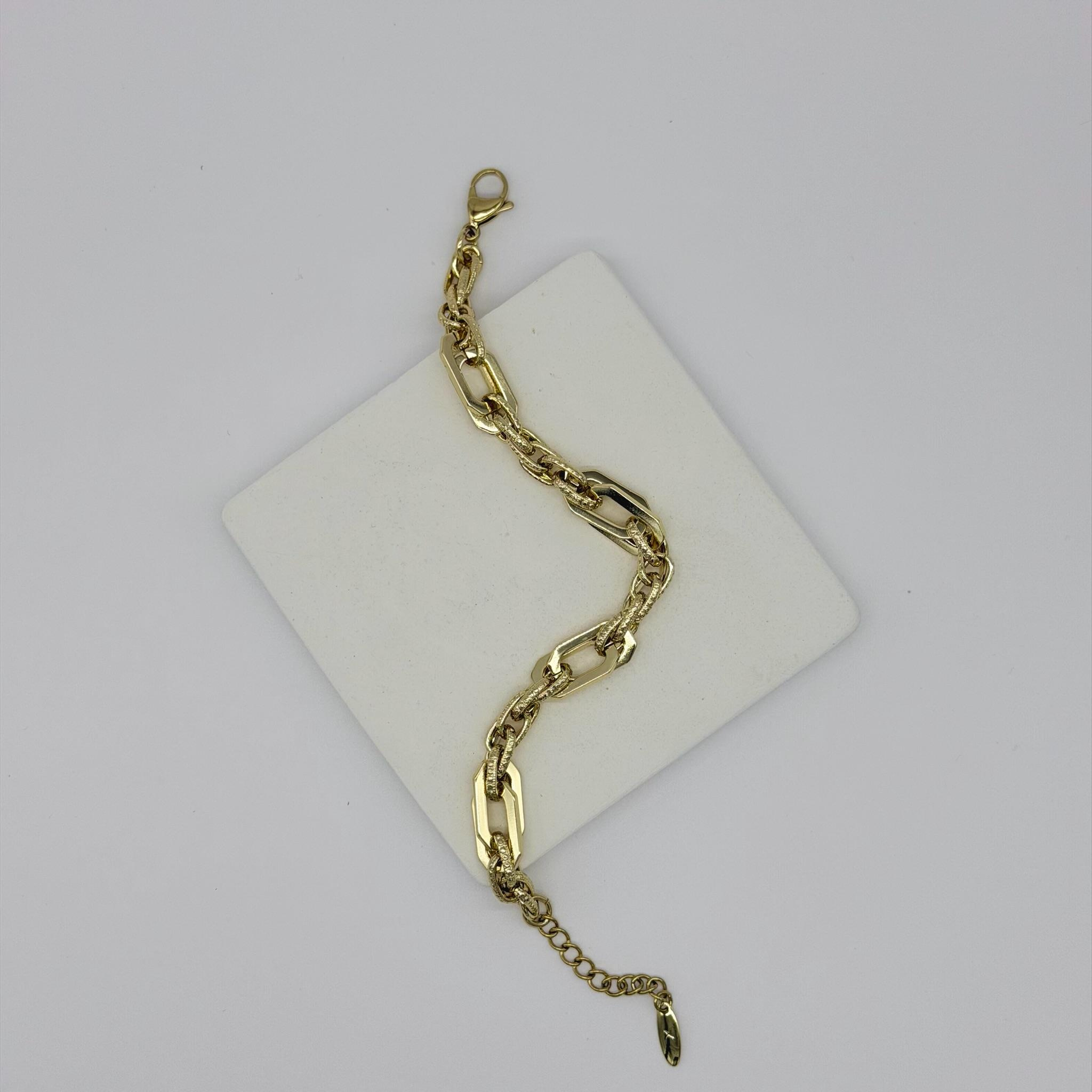 14K Özel Seri Kalın Sekizgen Zincir Bileklik (17+3 cm)