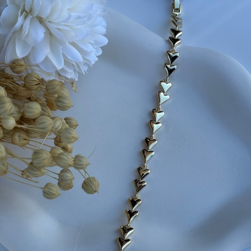 14K Özel Seri Kalp Zincir Bileklik (17+2 cm)
