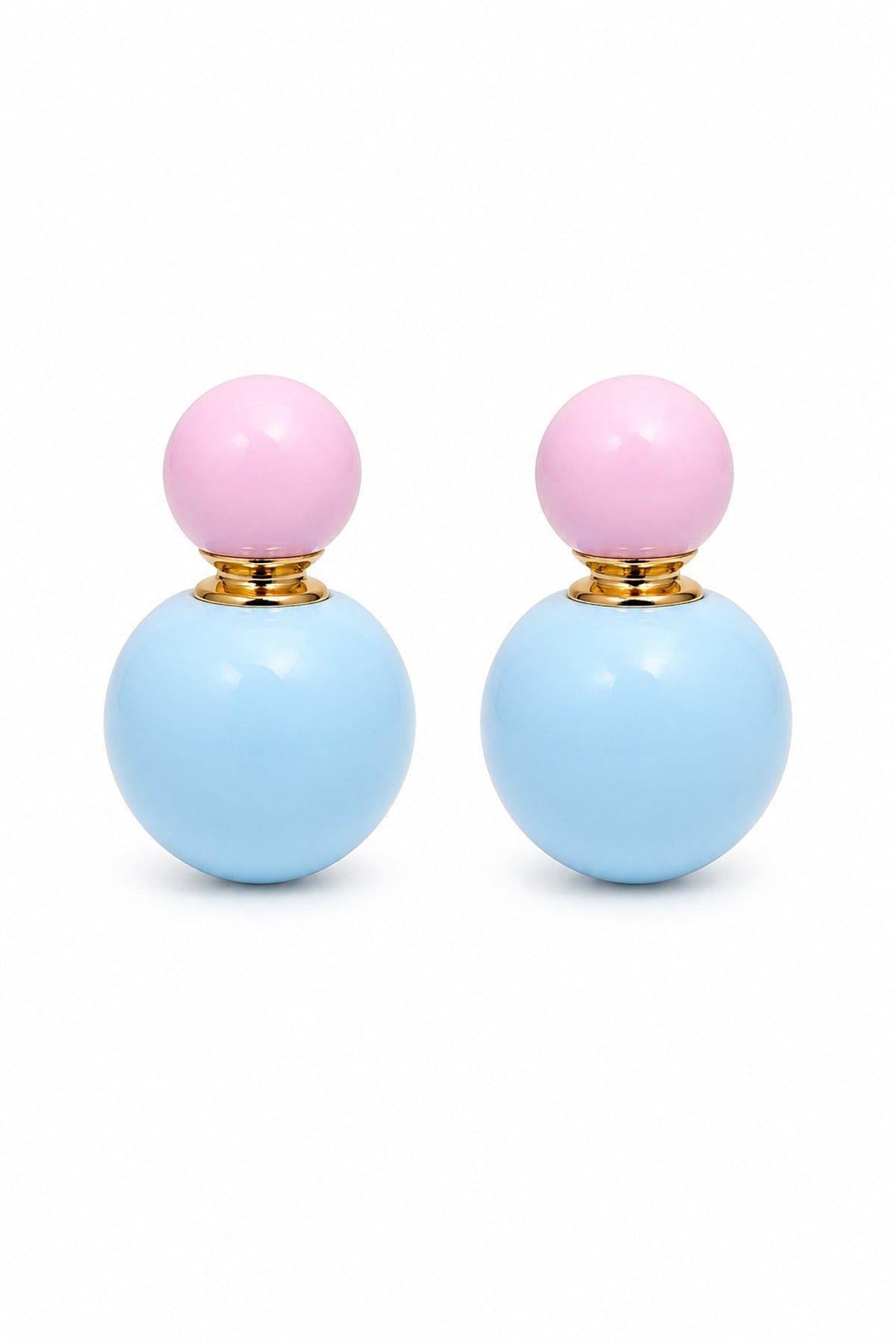 14K Özel Seri Mavi Pembe Top Küpe