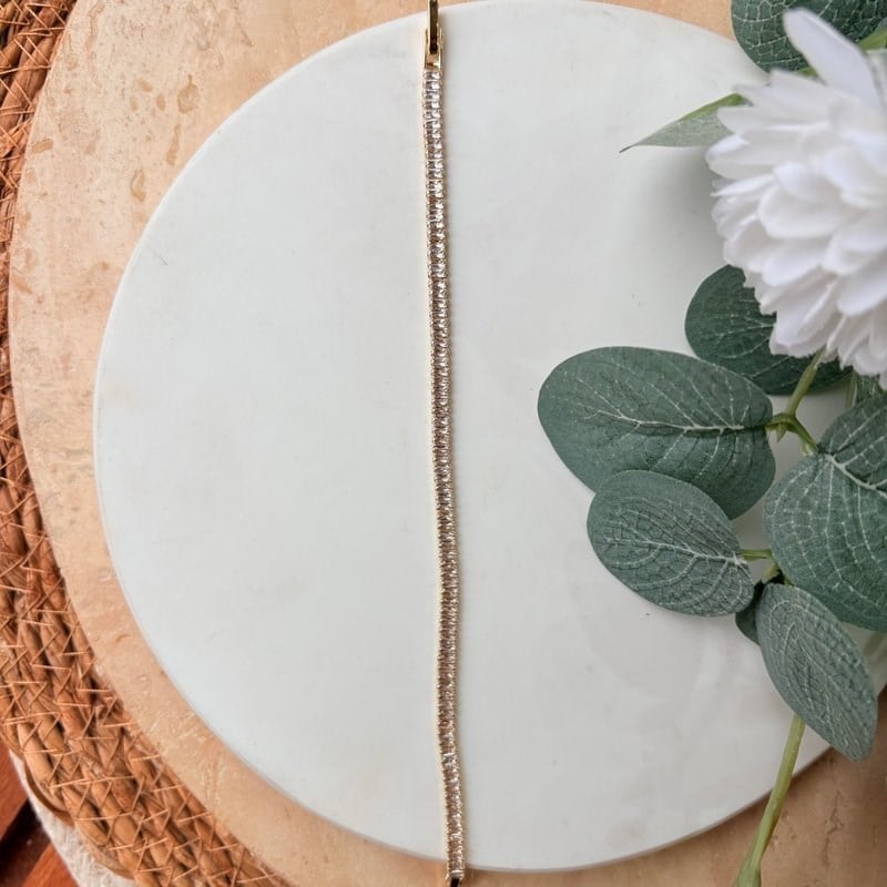 14K Özel Seri Mini Baget Taşlı Tamtur Bileklik (17+2 cm)