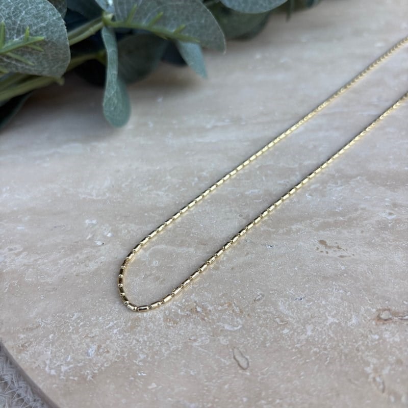14K Özel Seri Minimal Silindir Boncuk Zincir Kolye