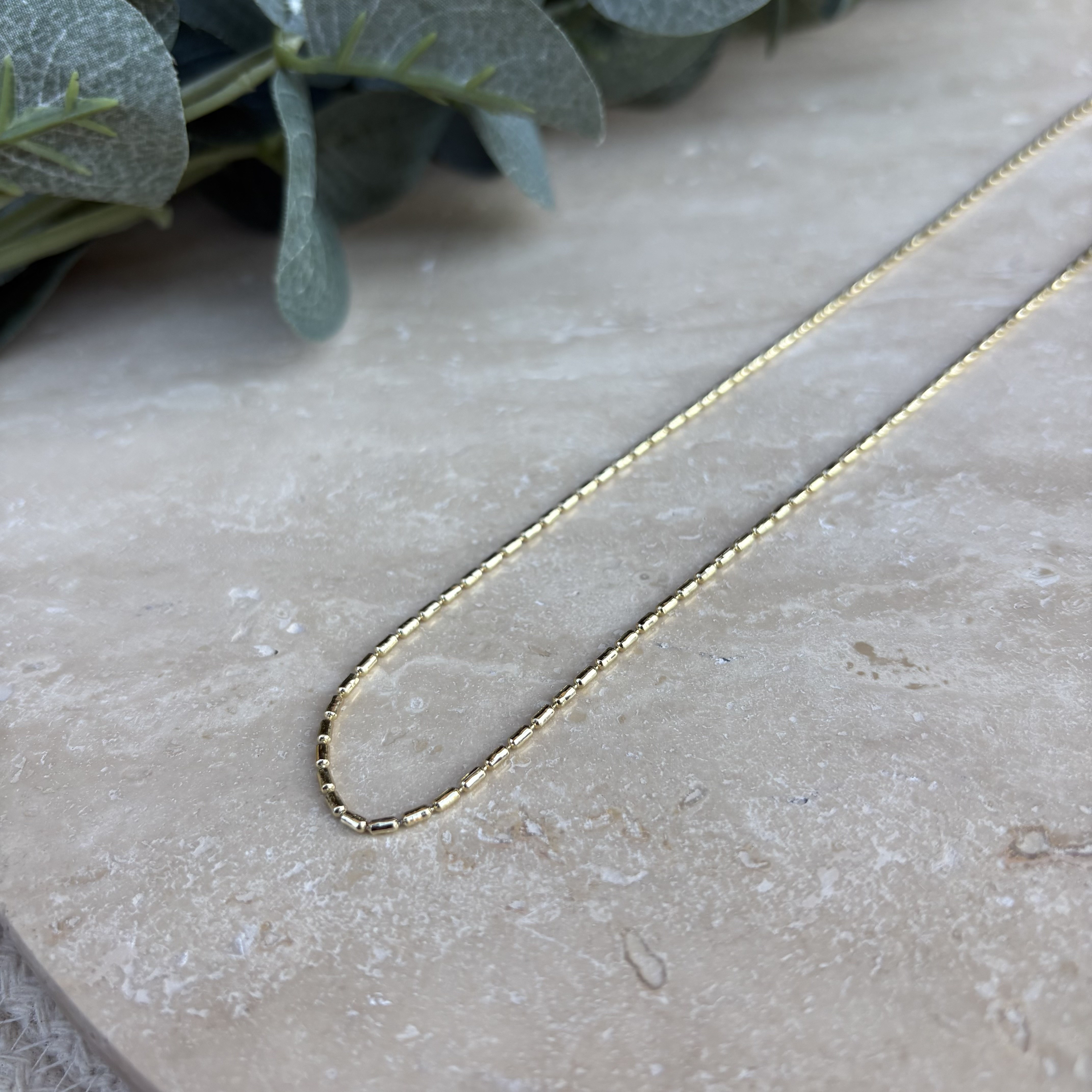 14K Özel Seri Minimal Silindir Boncuk Zincir Kolye 