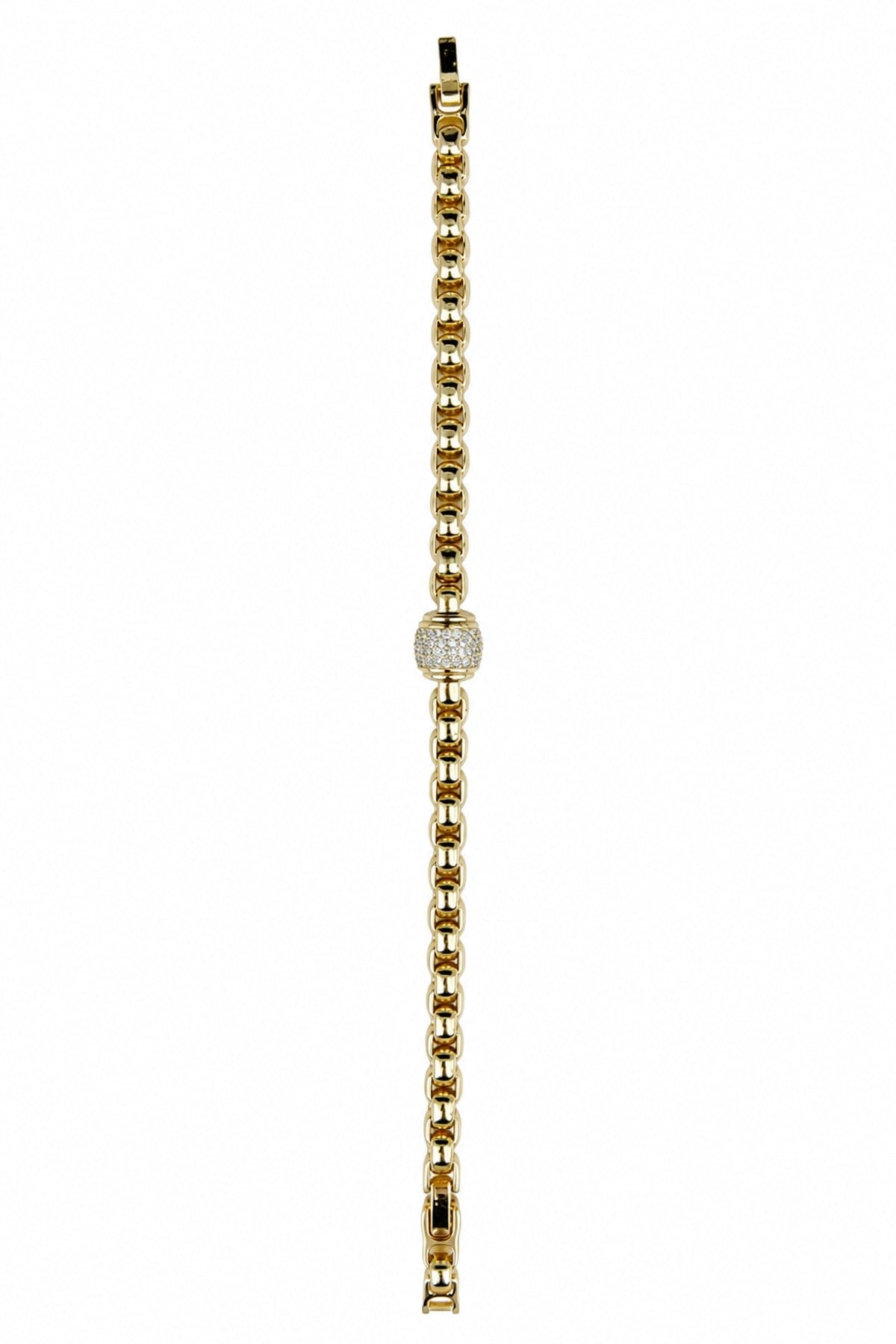 14K Özel Seri Ortası Taşlı Silindir Bileklik (17+2 cm)